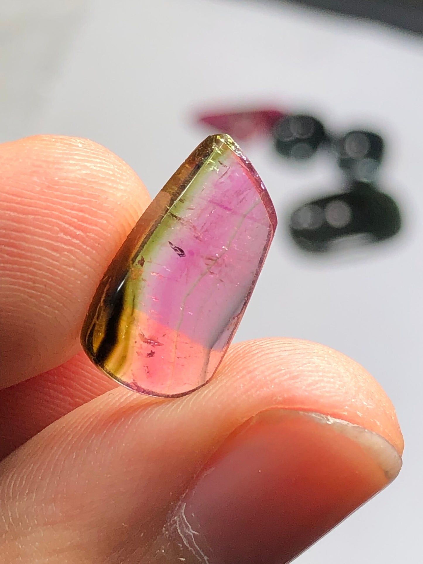 Bi colour tourmaline cabochon 4.3 carat