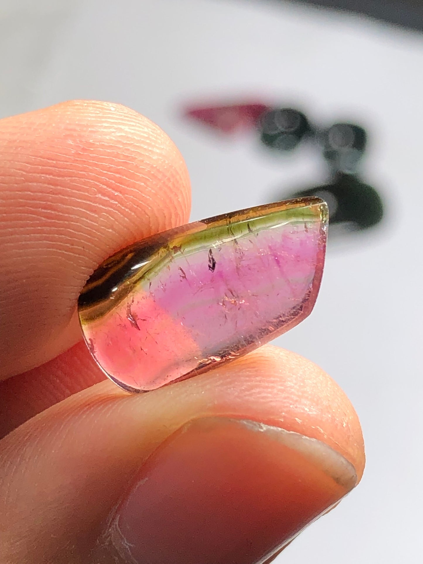 Bi colour tourmaline cabochon 4.3 carat