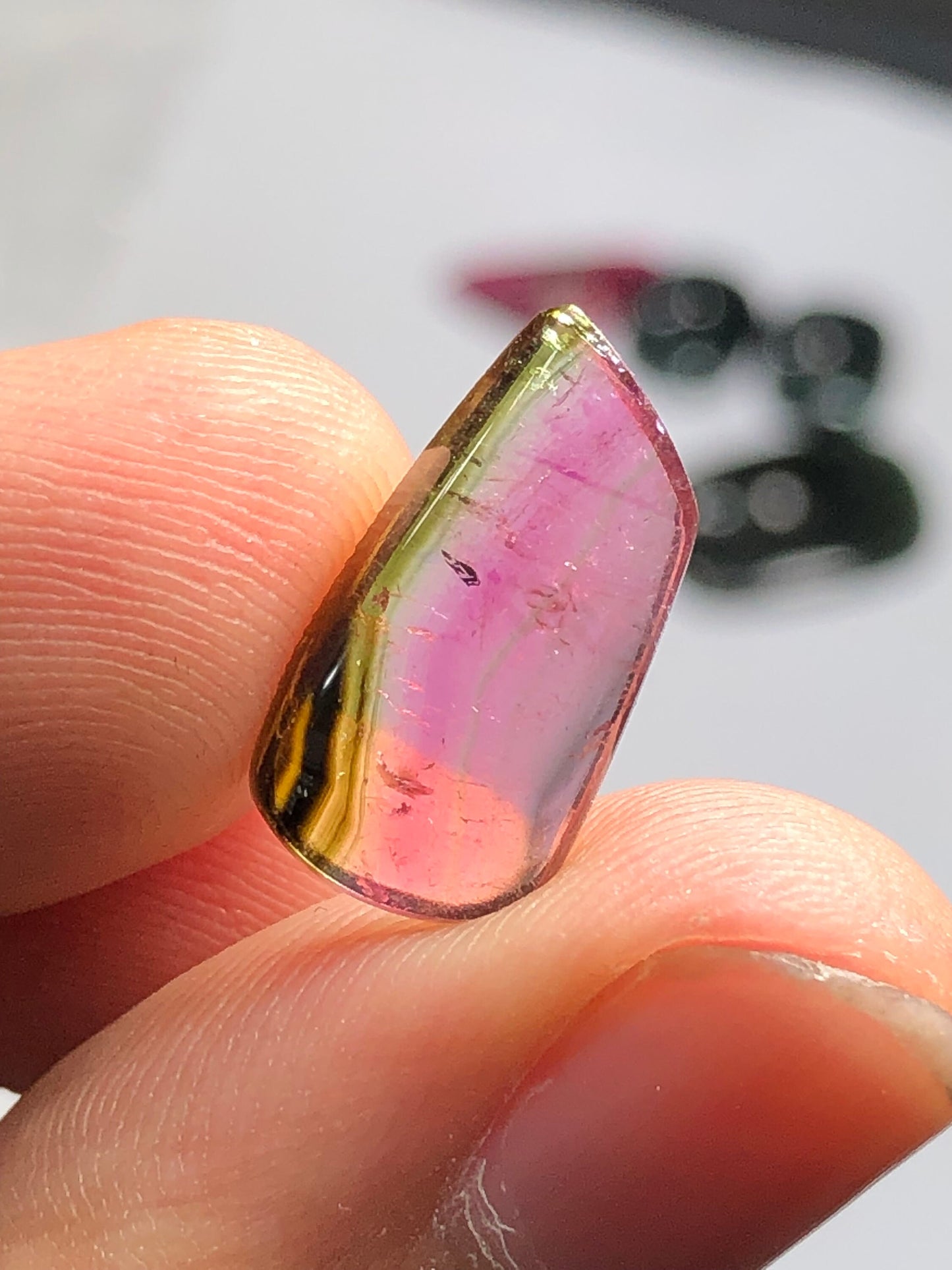 Bi colour tourmaline cabochon 4.3 carat