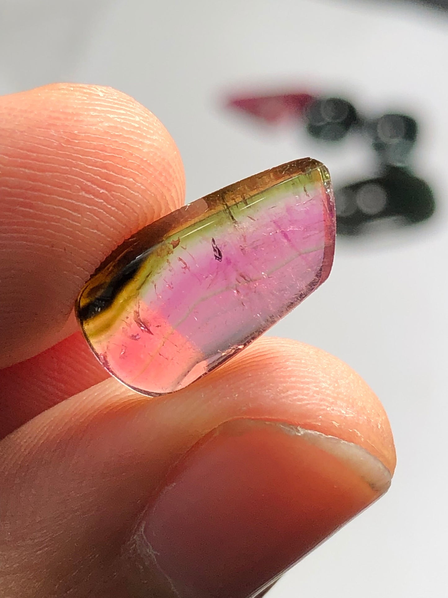 Bi colour tourmaline cabochon 4.3 carat