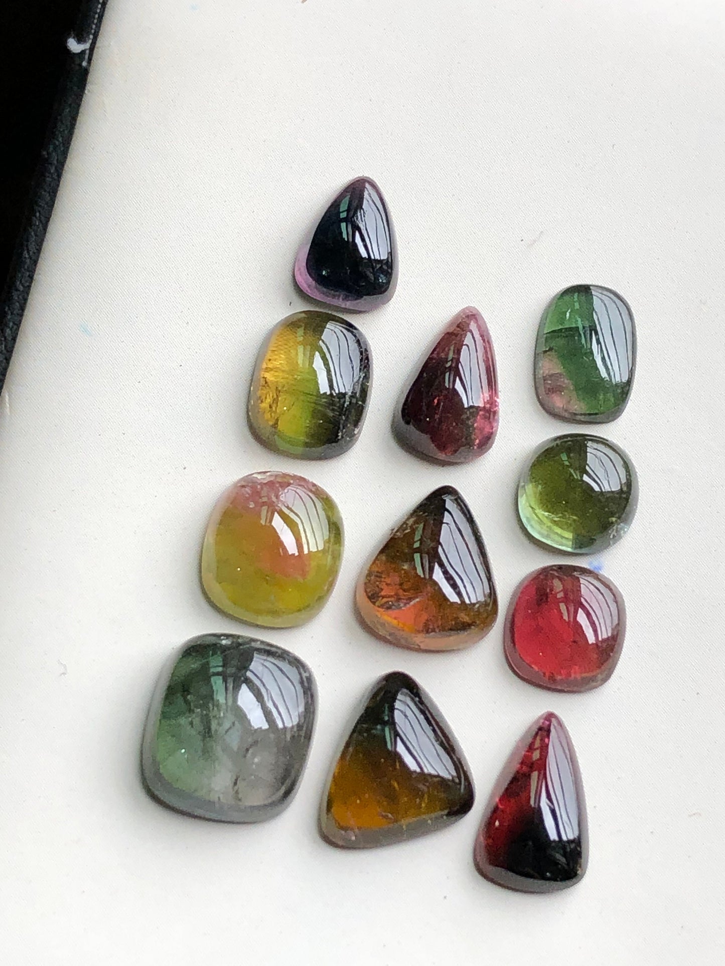 Bi colour tourmaline cabochons lot 30 carats