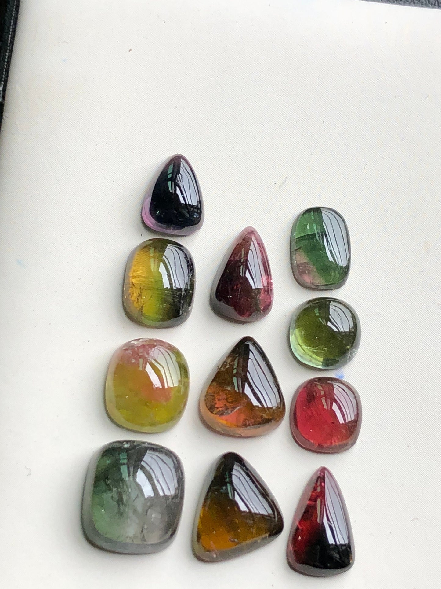 Bi colour tourmaline cabochons lot 30 carats