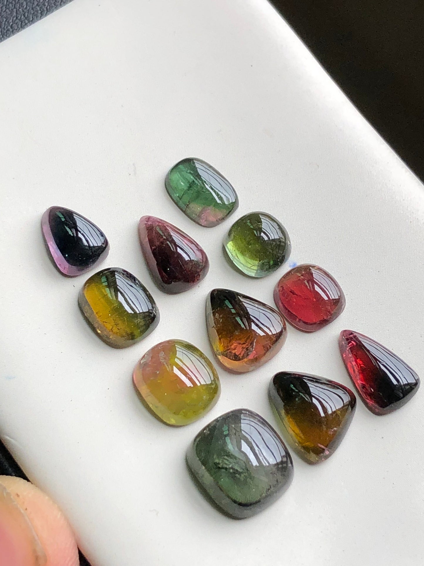 Bi colour tourmaline cabochons lot 30 carats