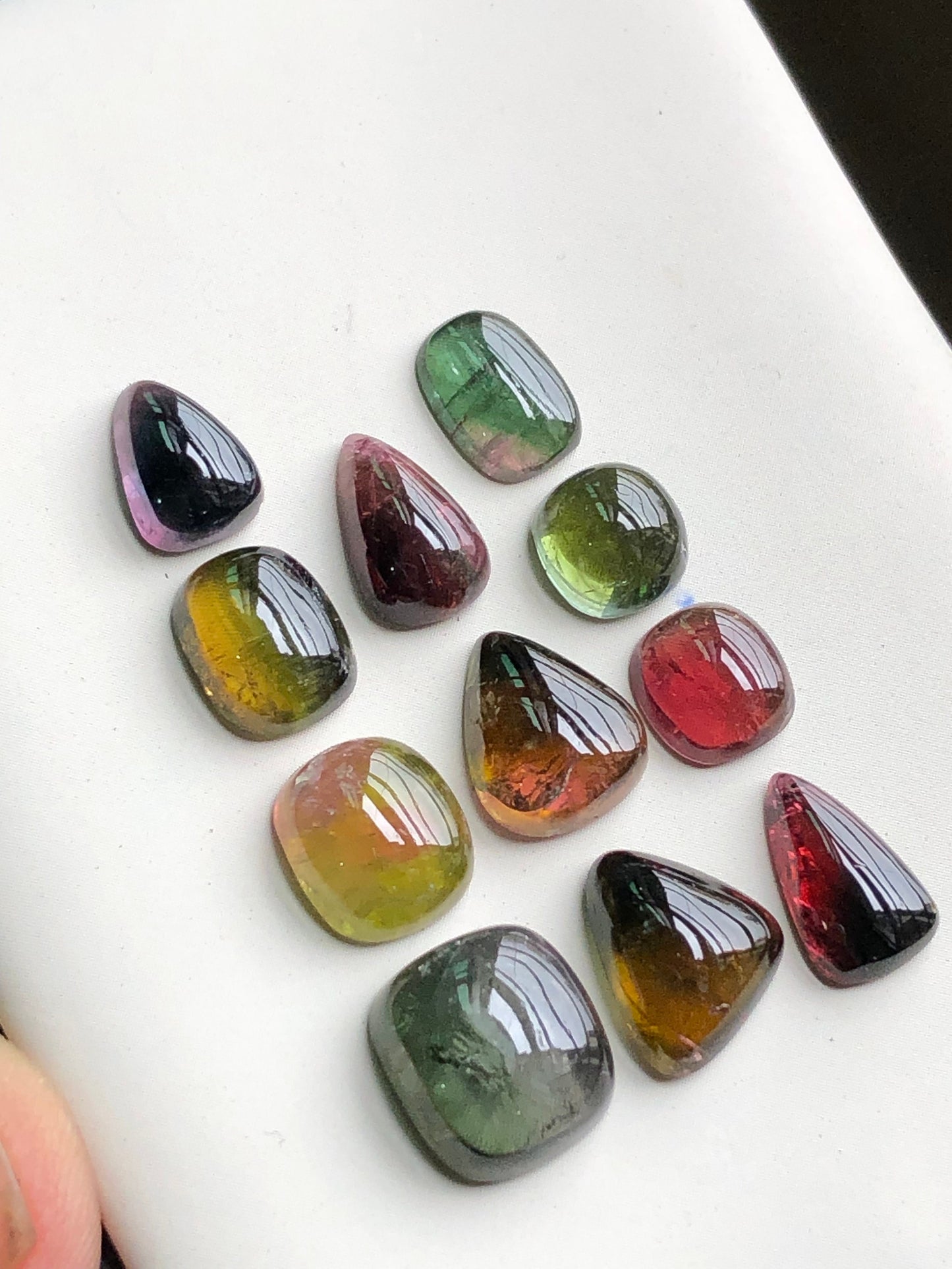 Bi colour tourmaline cabochons lot 30 carats