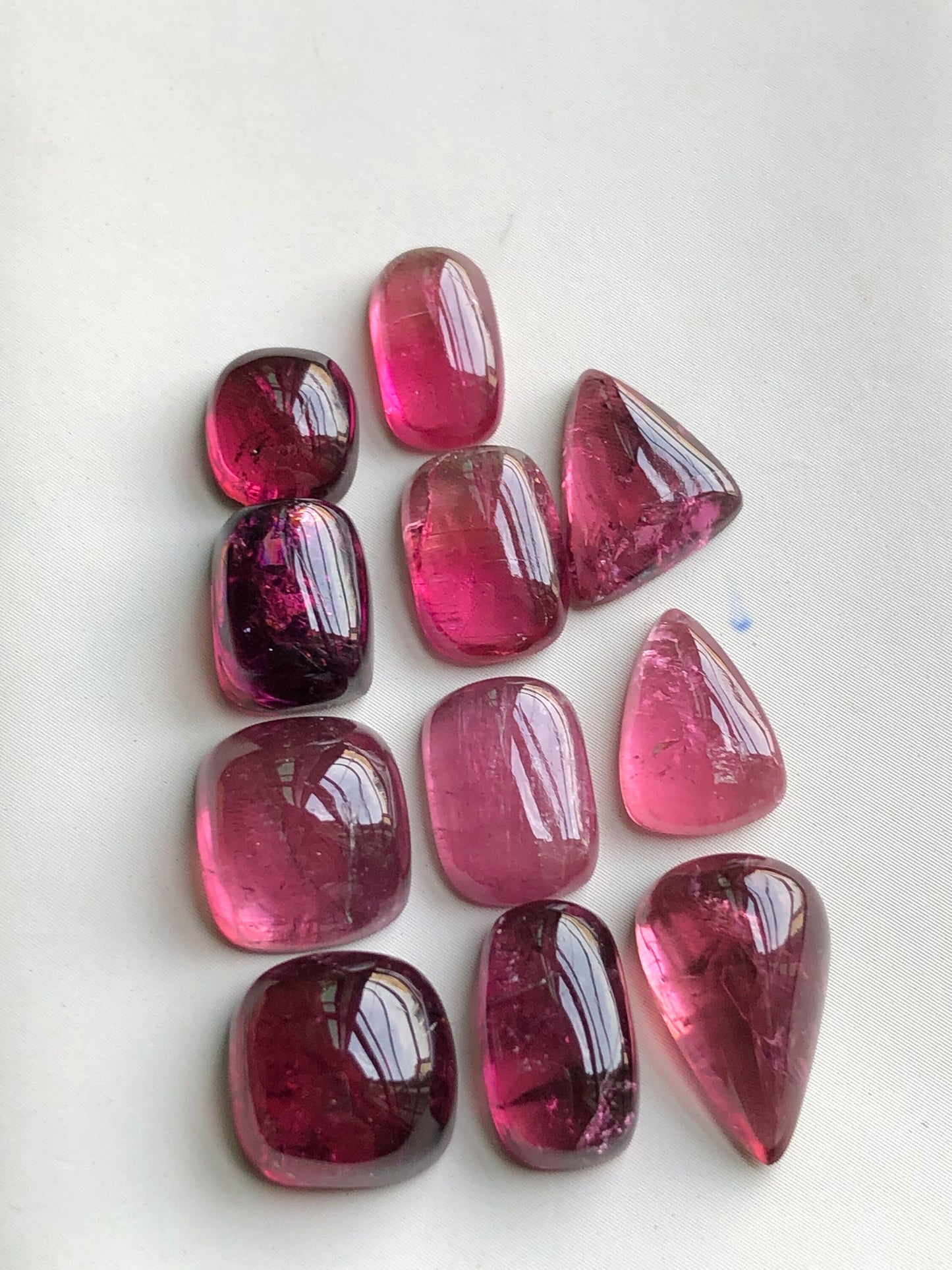 Hot pink tourmaline cabochons lot