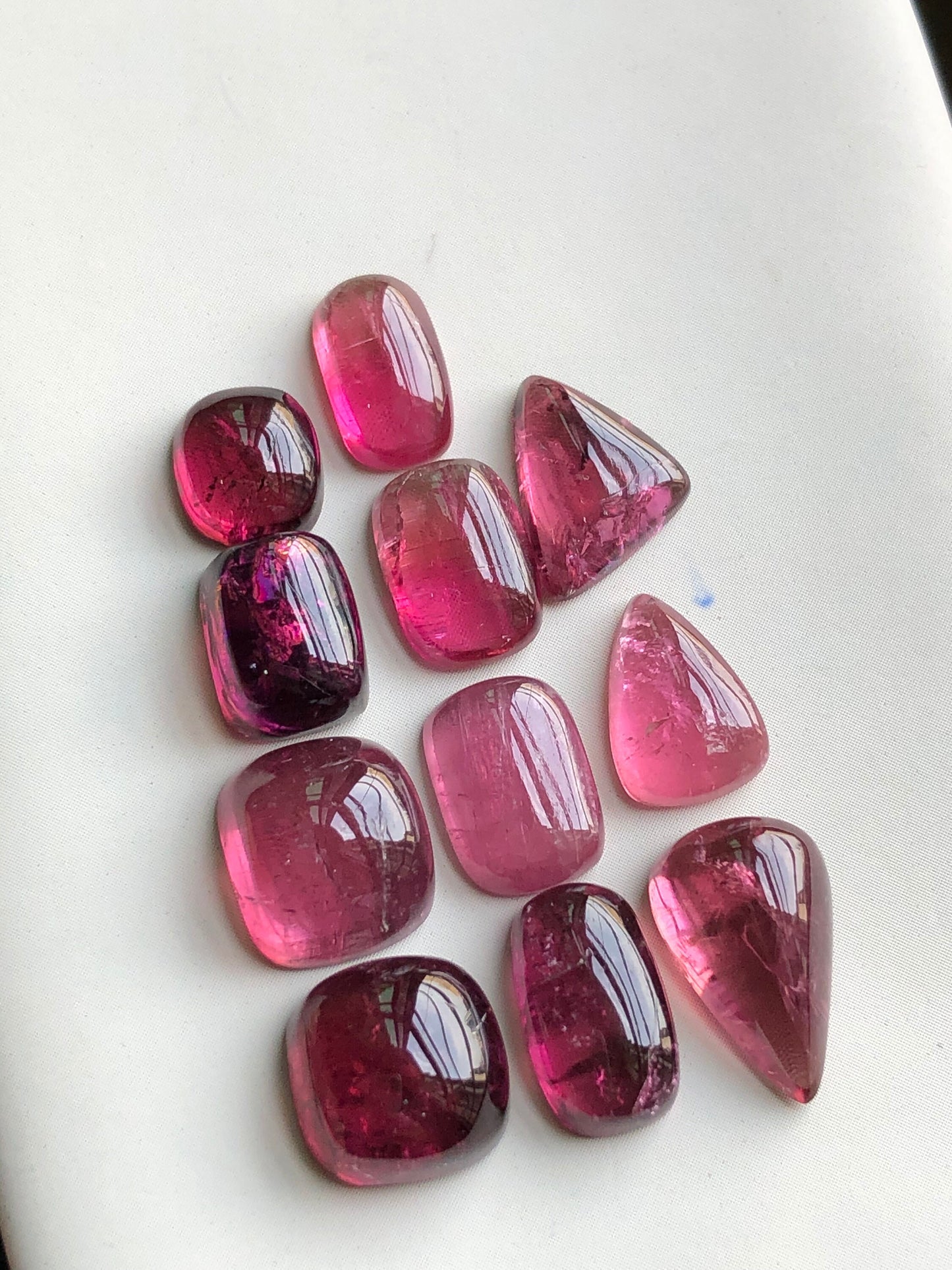 Hot pink tourmaline cabochons lot