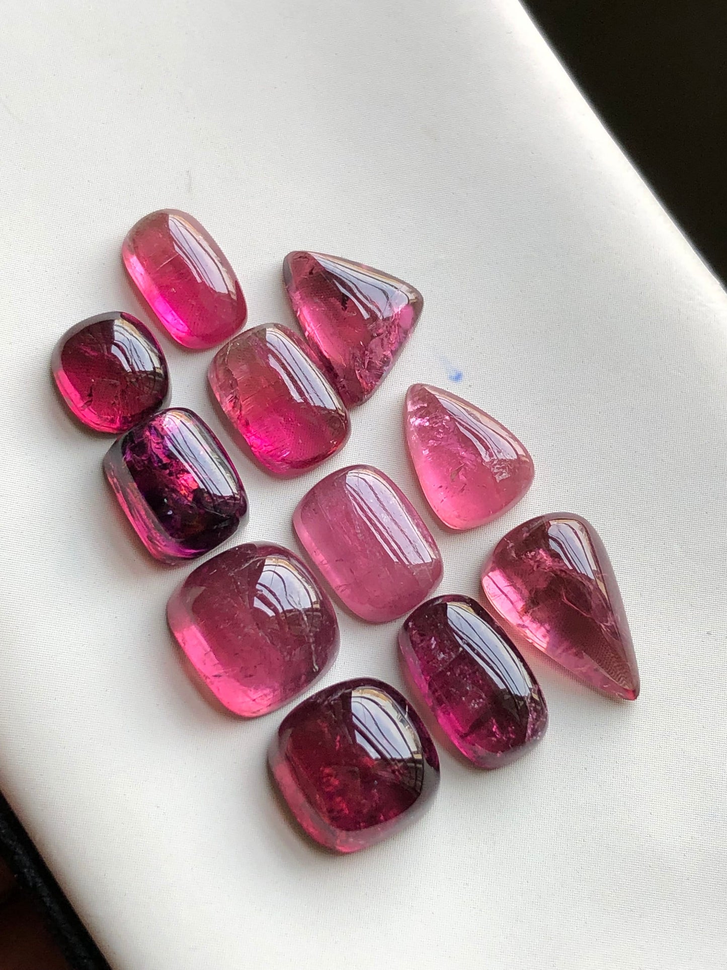 Hot pink tourmaline cabochons lot