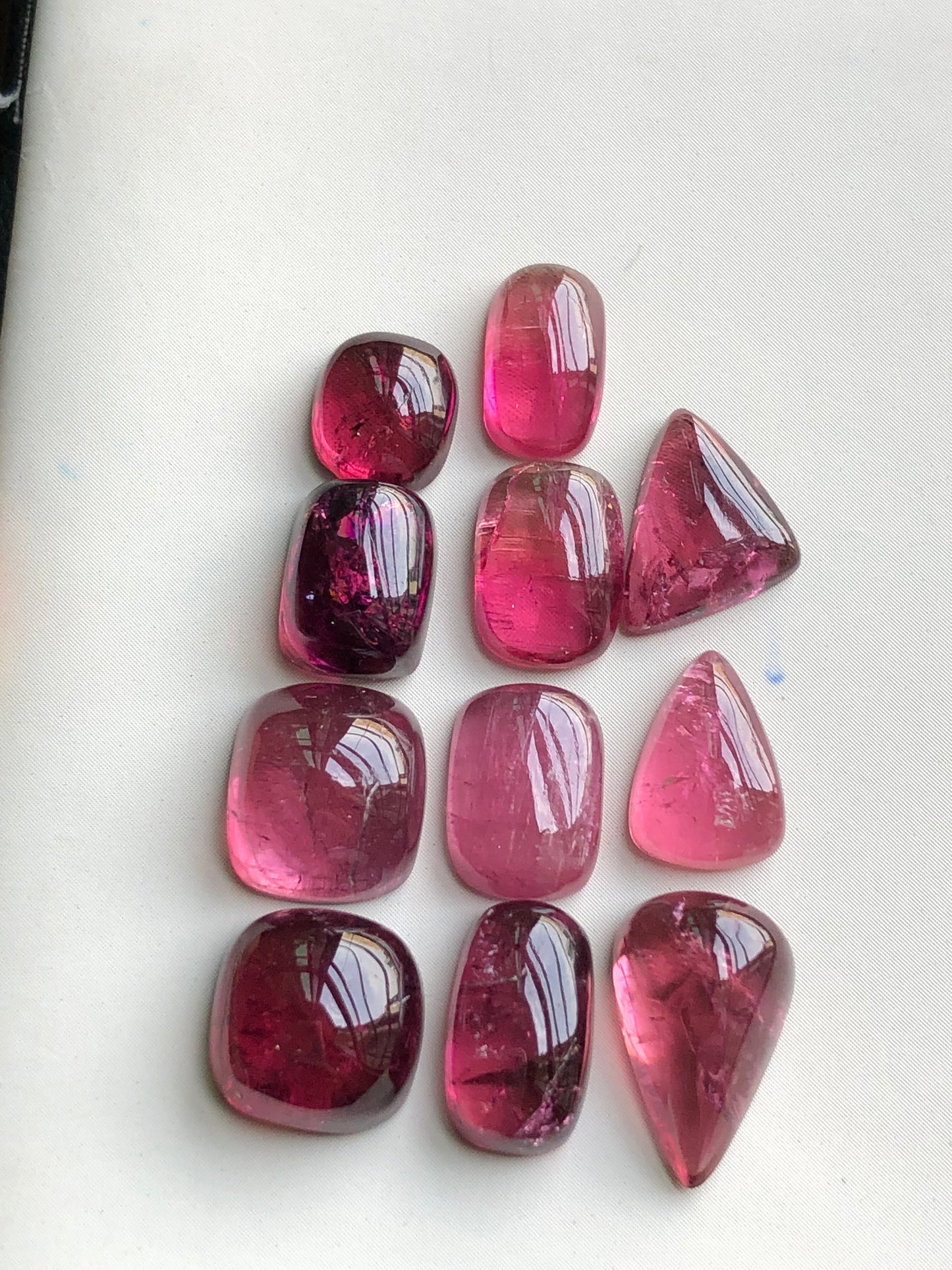 Hot pink tourmaline cabochons lot