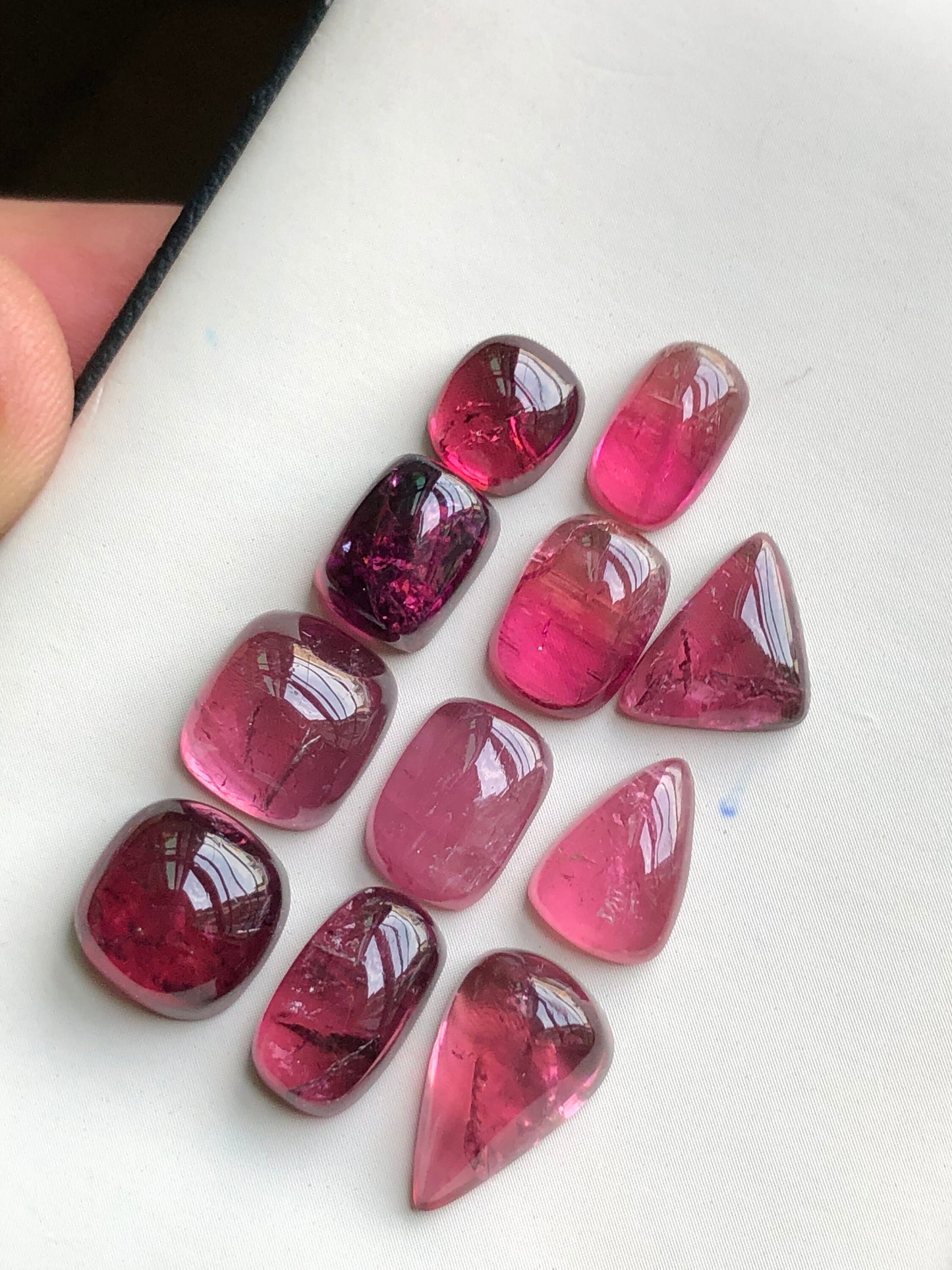 Hot pink tourmaline cabochons lot