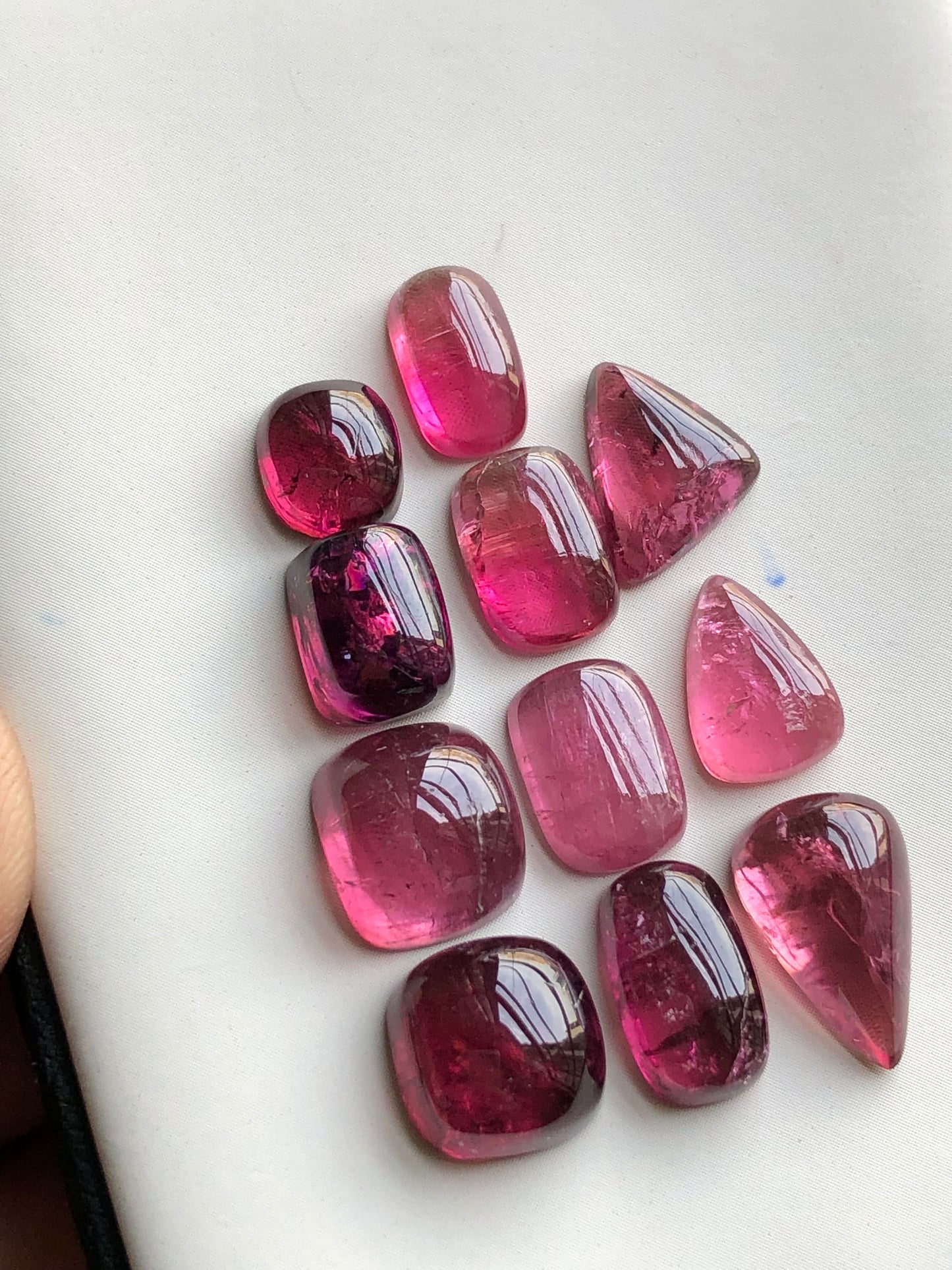 Hot pink tourmaline cabochons lot