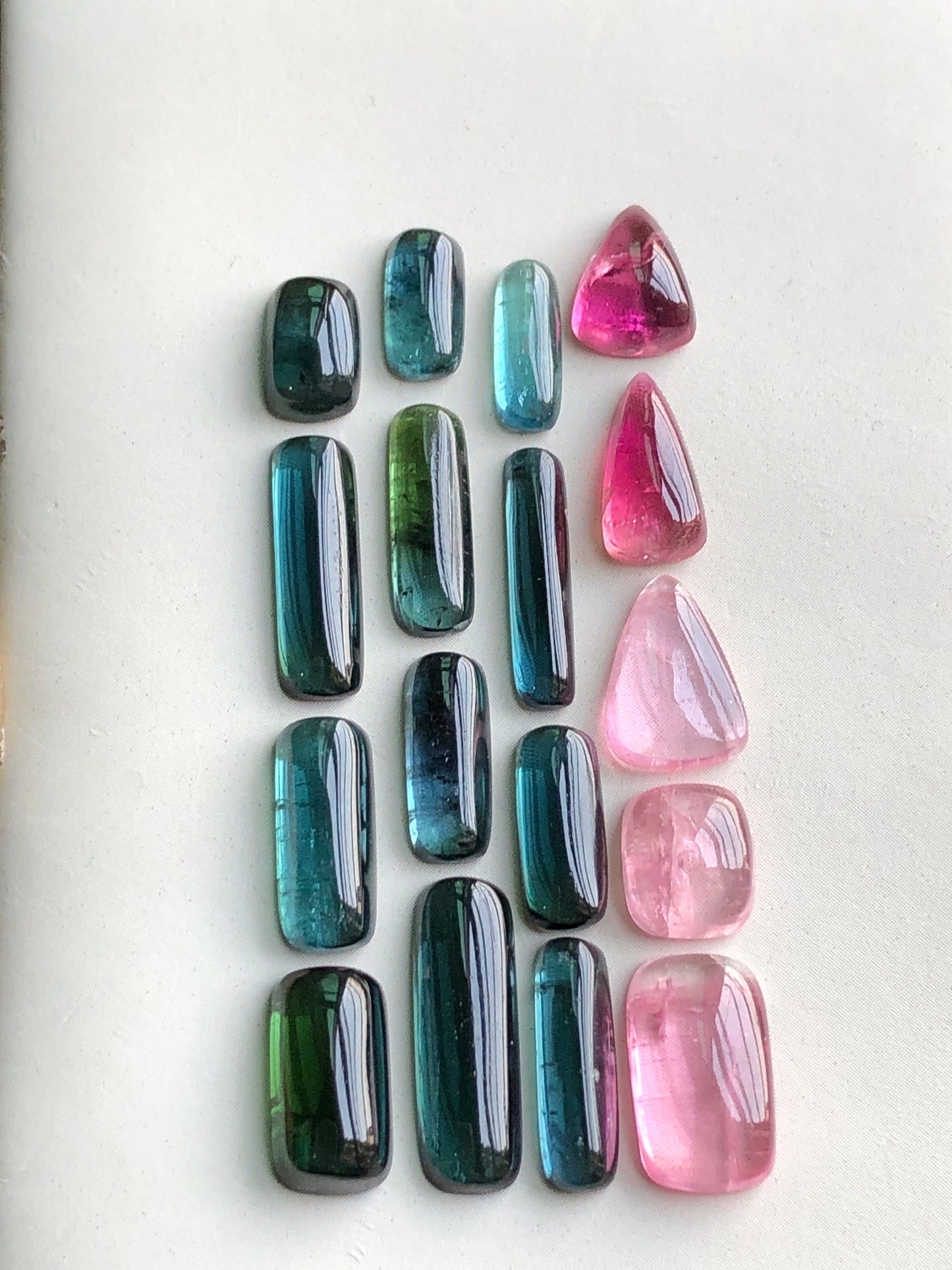 Blue and pink tourmaline cabochons lot 29 carats