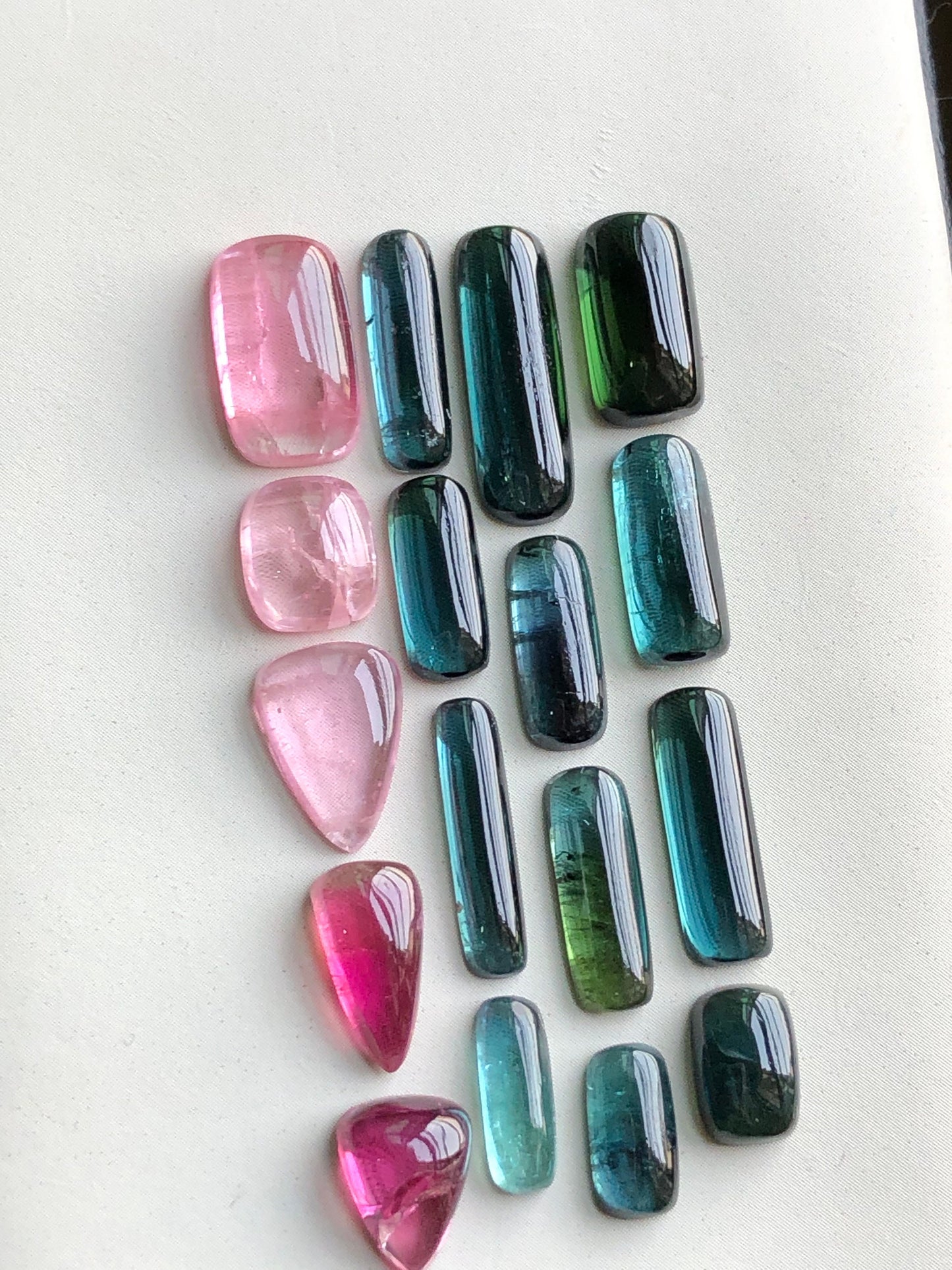 Blue and pink tourmaline cabochons lot 29 carats