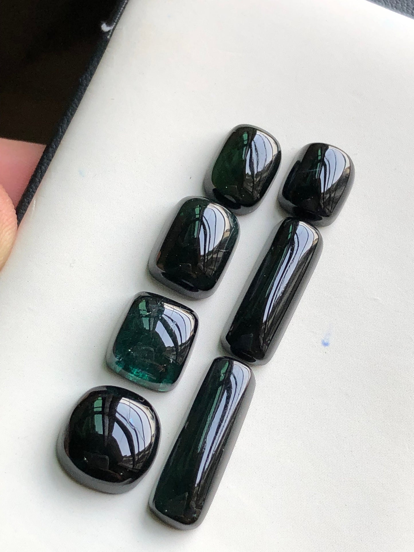 Dark green tourmaline cabochons lot 40.40 carats