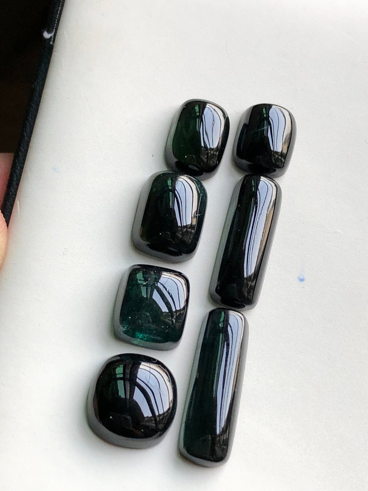 Dark green tourmaline cabochons lot 40.40 carats