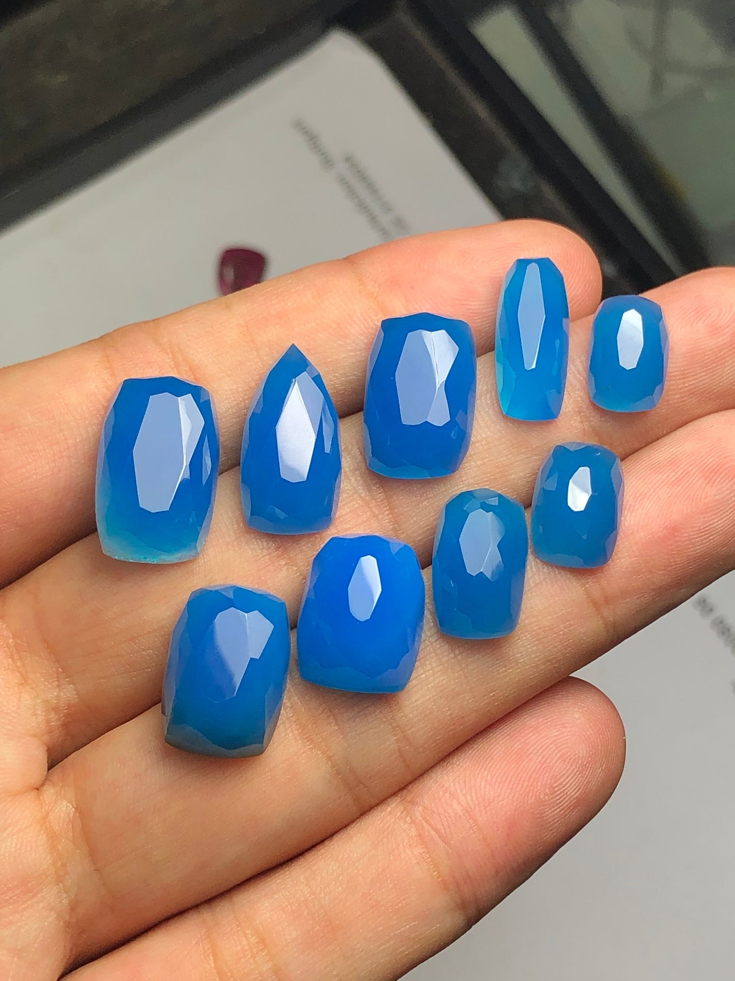 Blue agate rose cut lot 78 carats