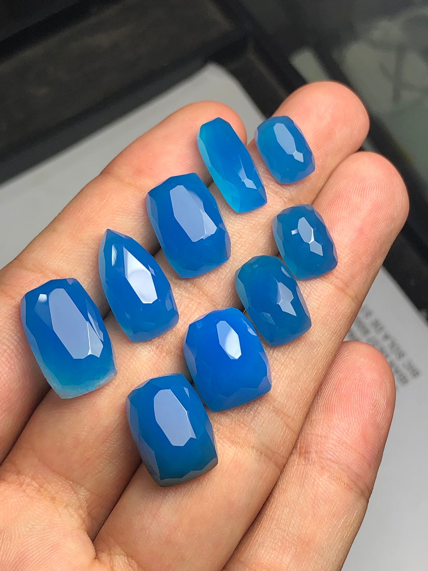 Blue agate rose cut lot 78 carats