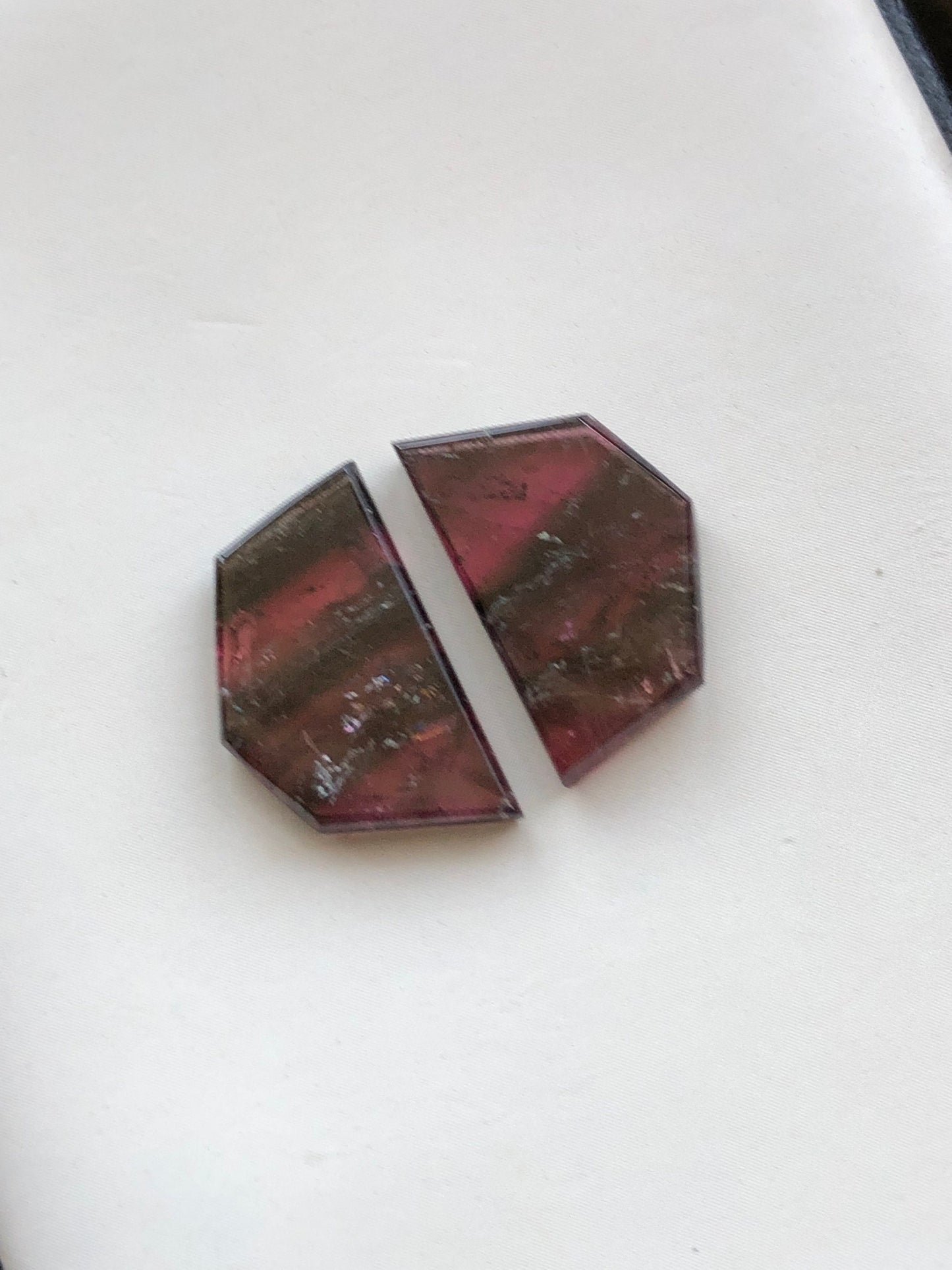 Tri colour tourmaline pair 12.70 carat