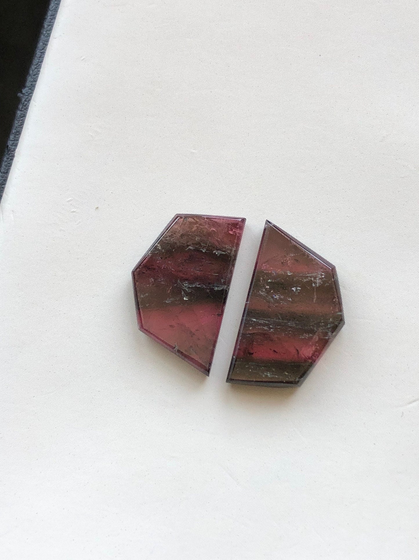 Tri colour tourmaline pair 12.70 carat