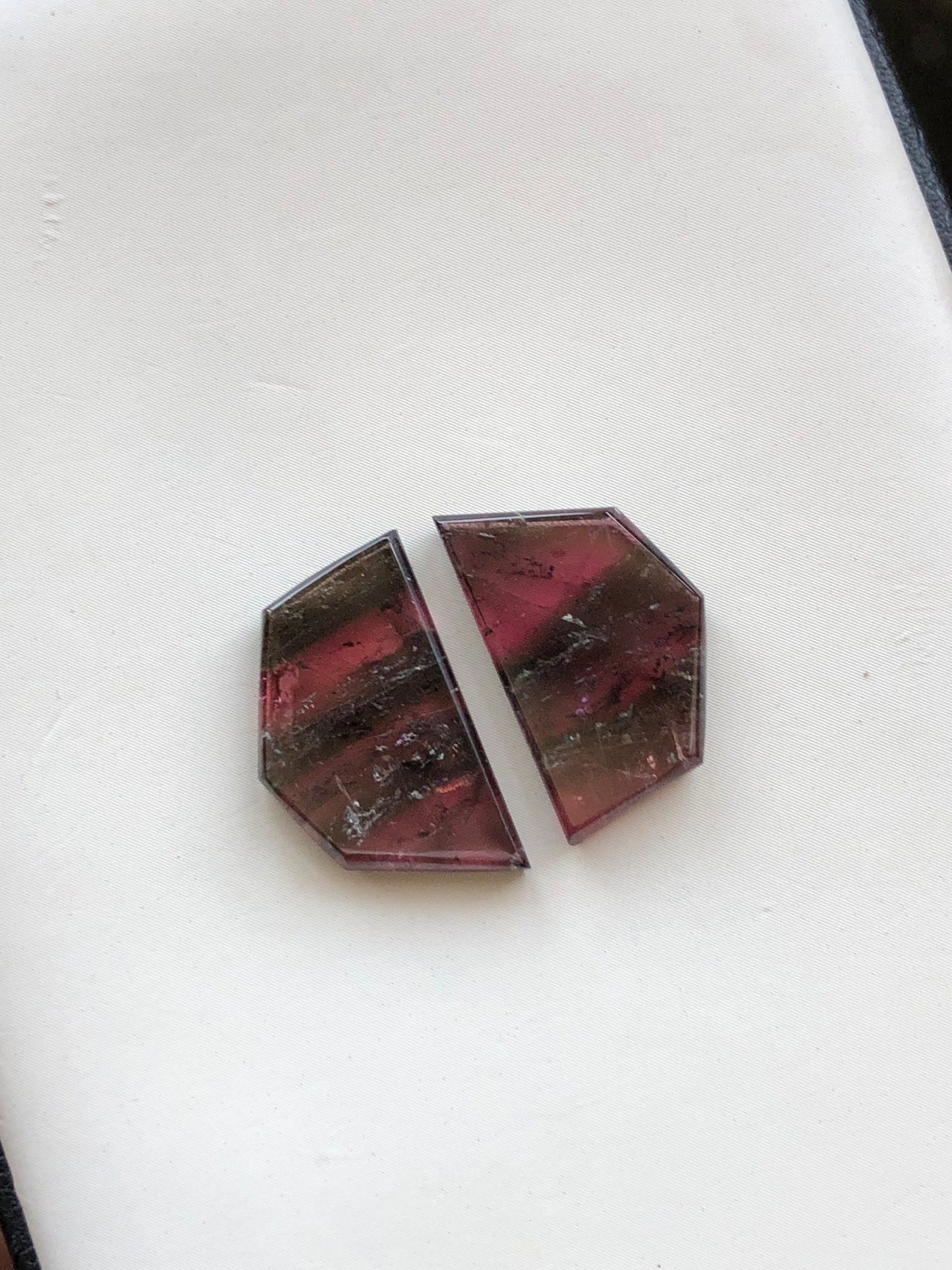 Tri colour tourmaline pair 12.70 carat