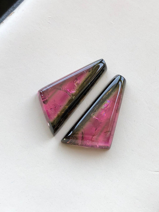 Bi colour tourmaline pair 14 carat