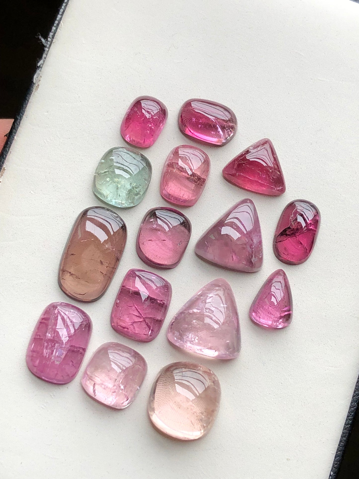 Pink tourmaline cabochons lot 42 carats