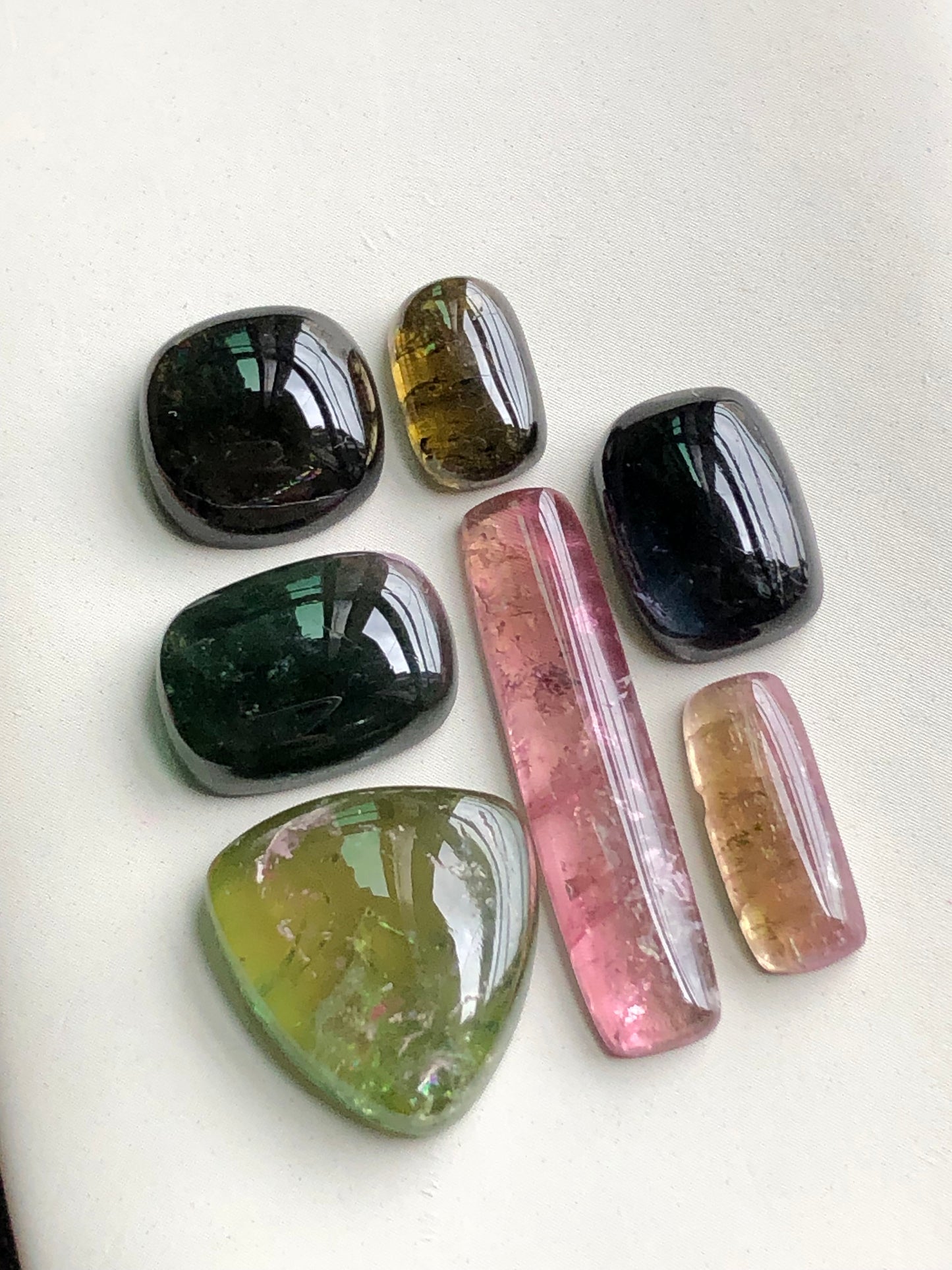 Multi tourmaline cabochon lot 42 carats flat back