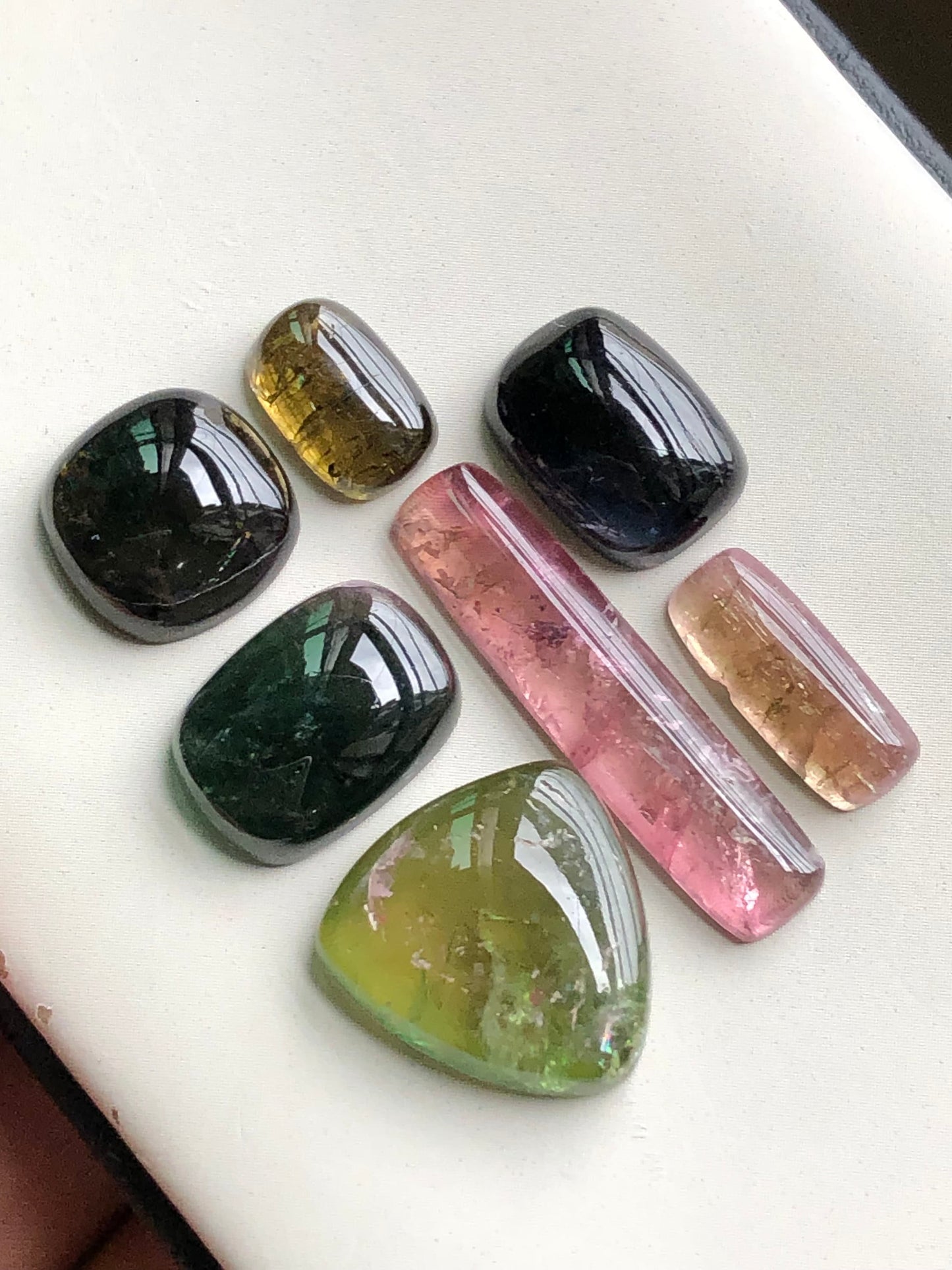 Multi tourmaline cabochon lot 42 carats flat back