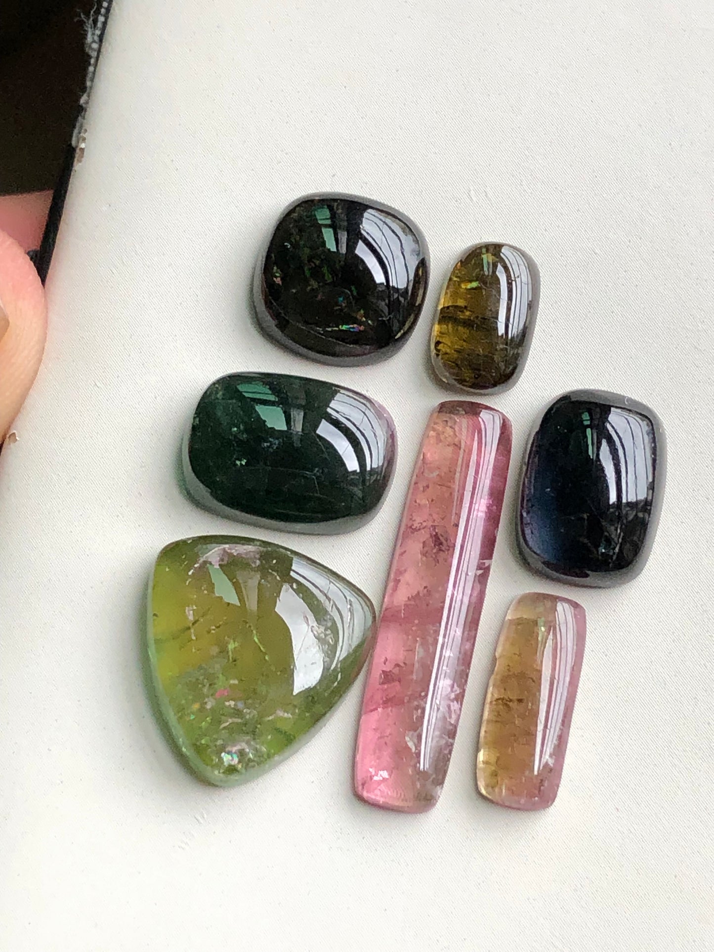 Multi tourmaline cabochon lot 42 carats flat back