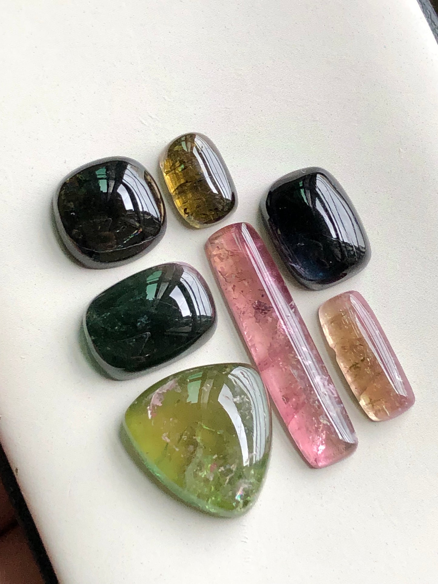 Multi tourmaline cabochon lot 42 carats flat back