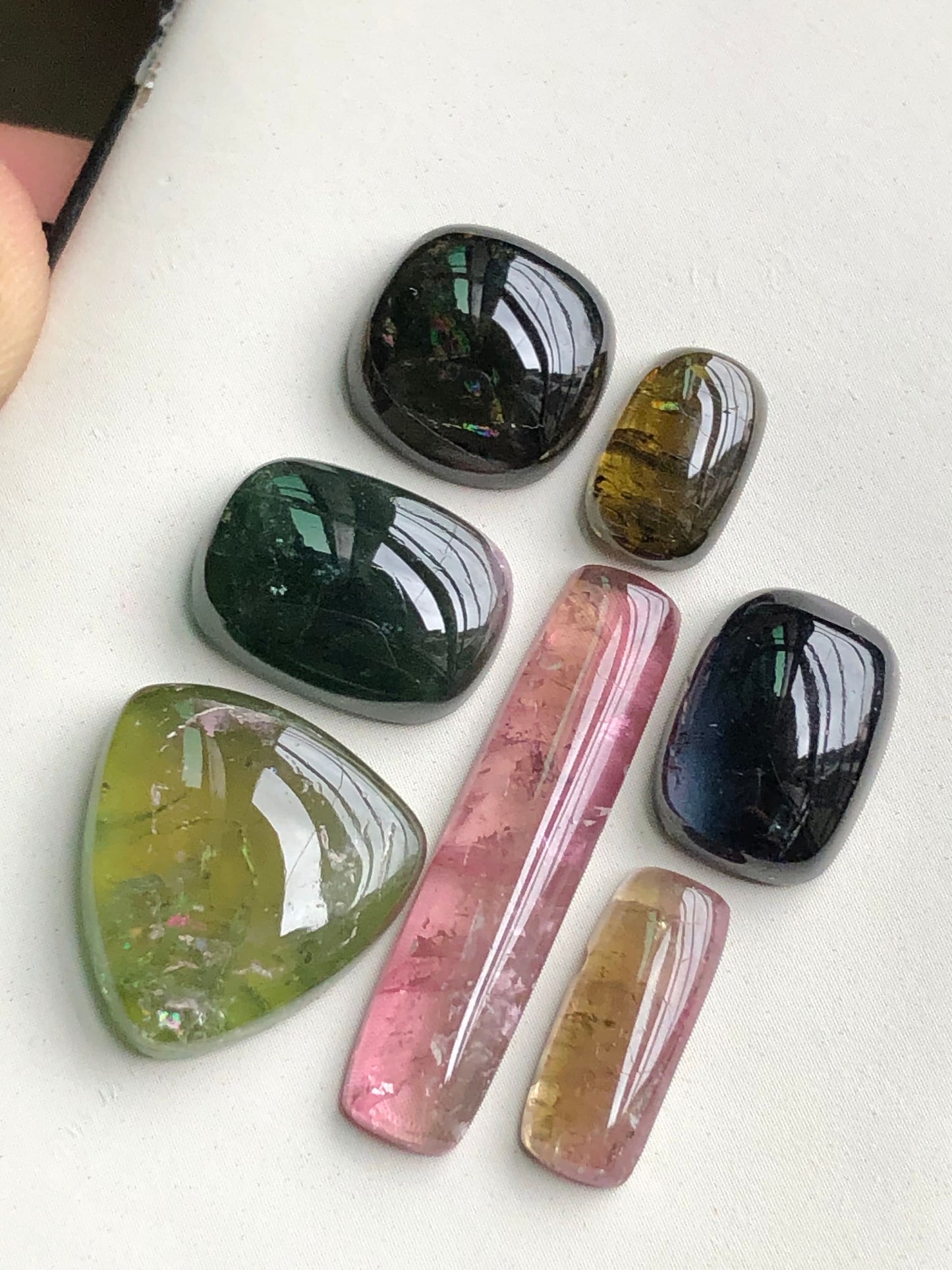 Multi tourmaline cabochon lot 42 carats flat back