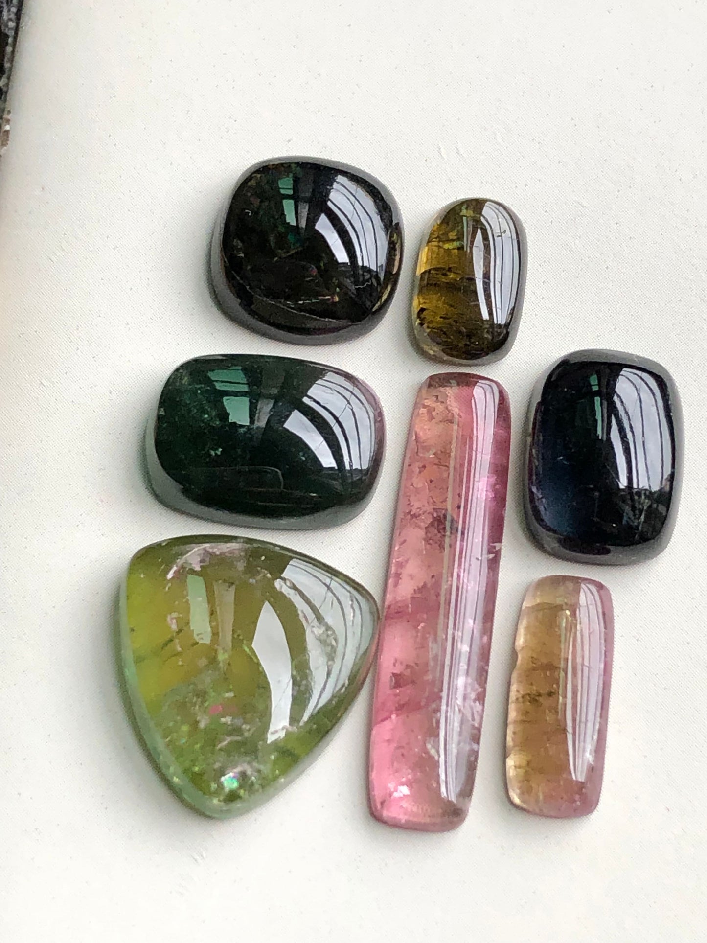 Multi tourmaline cabochon lot 42 carats flat back