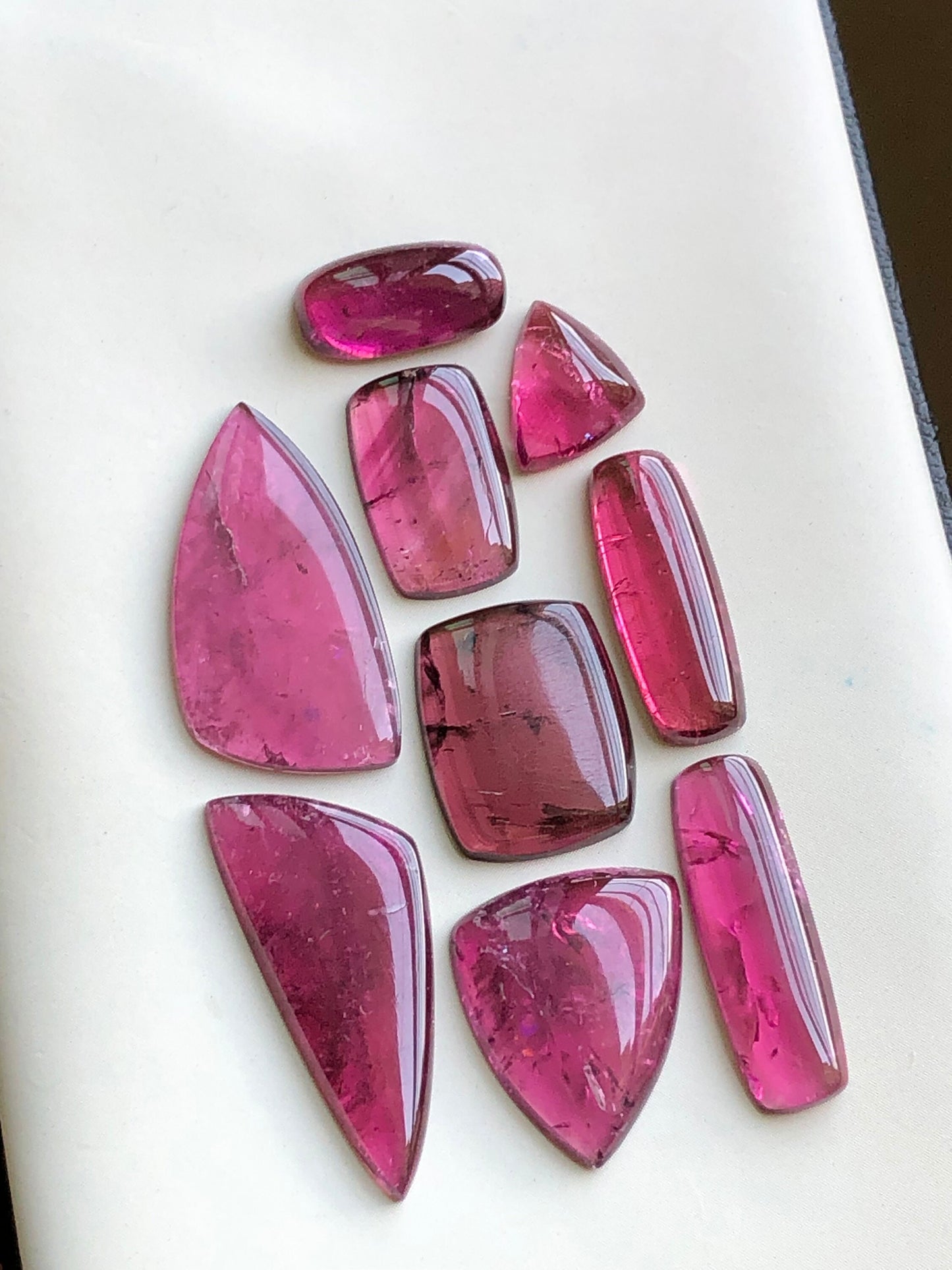 Hot pink tourmaline cabochons lot 35 carats