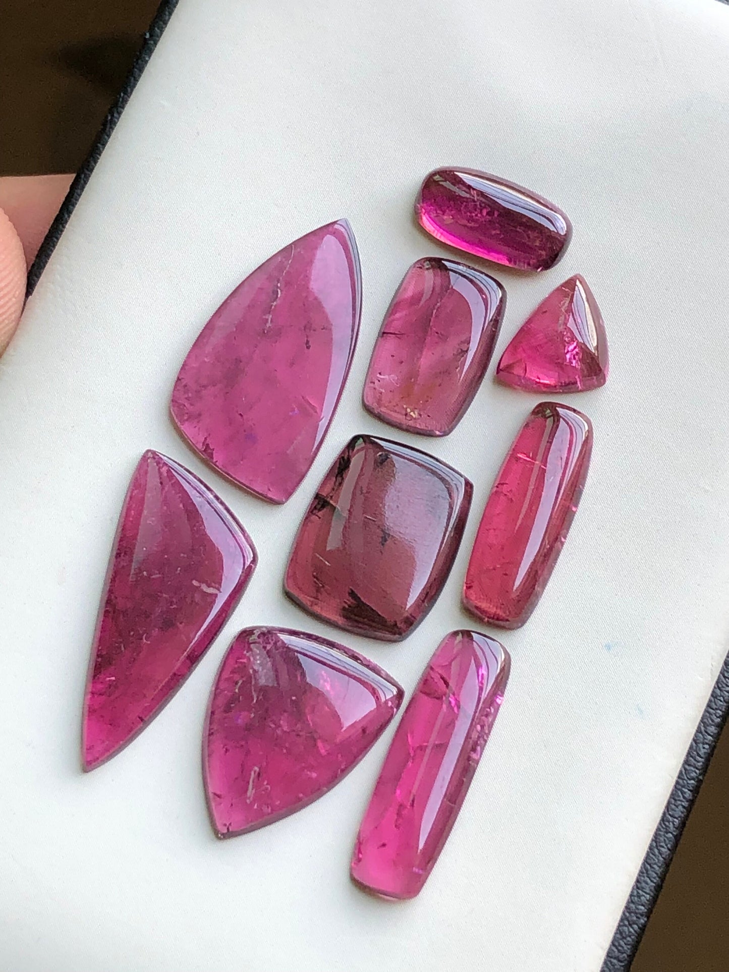 Hot pink tourmaline cabochons lot 35 carats