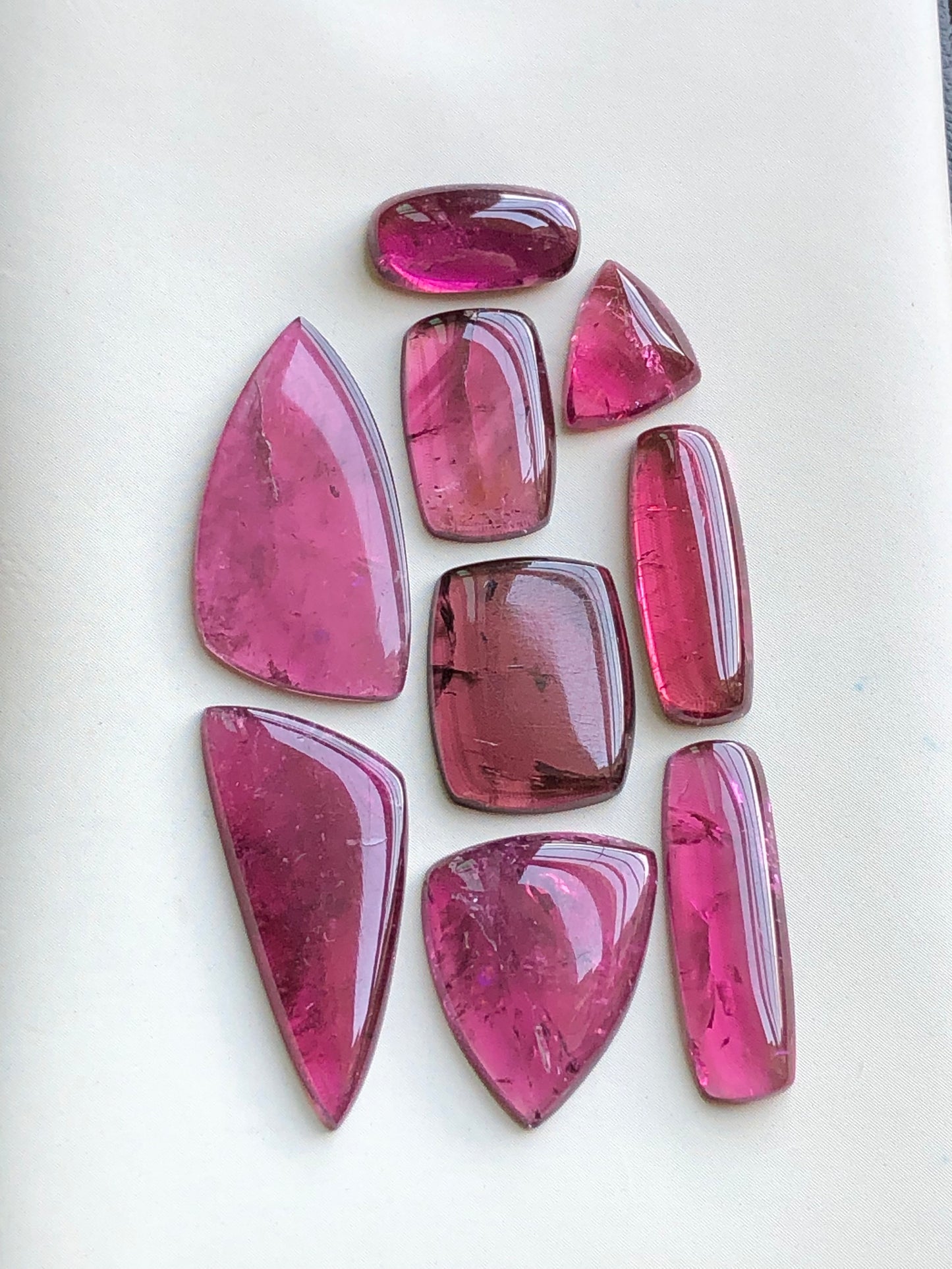 Hot pink tourmaline cabochons lot 35 carats