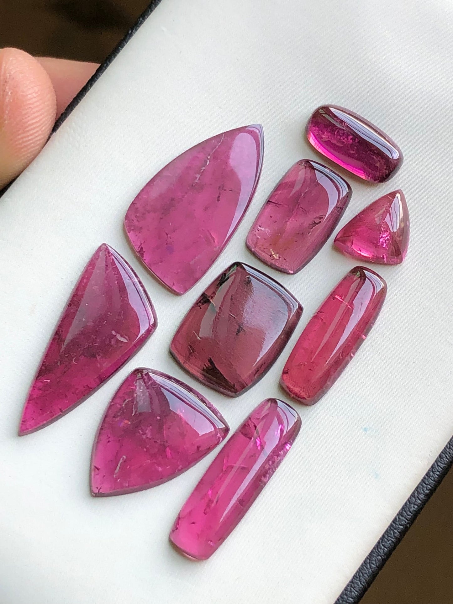 Hot pink tourmaline cabochons lot 35 carats