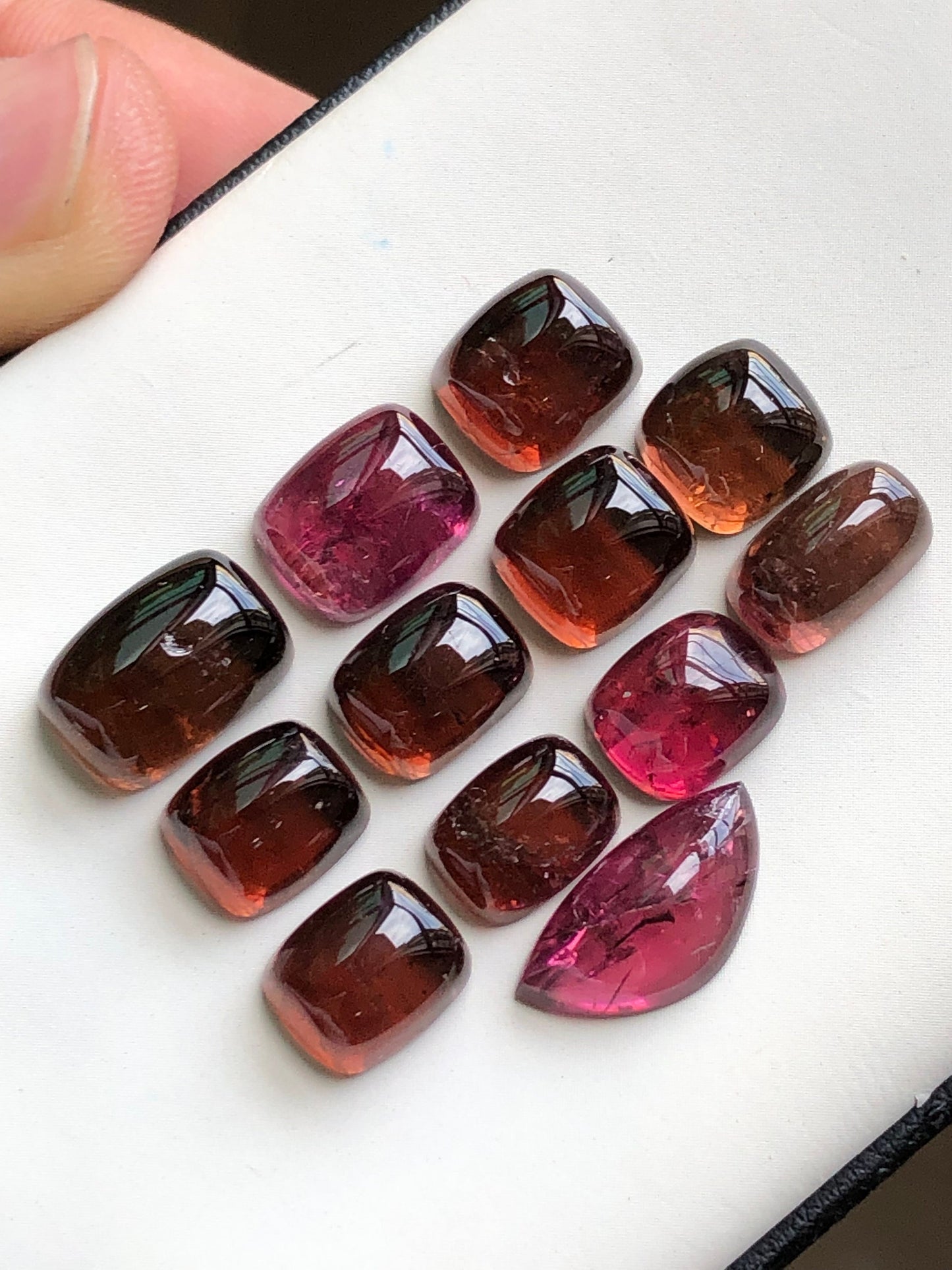 Rubilight tourmaline cabochons lot 54 carats