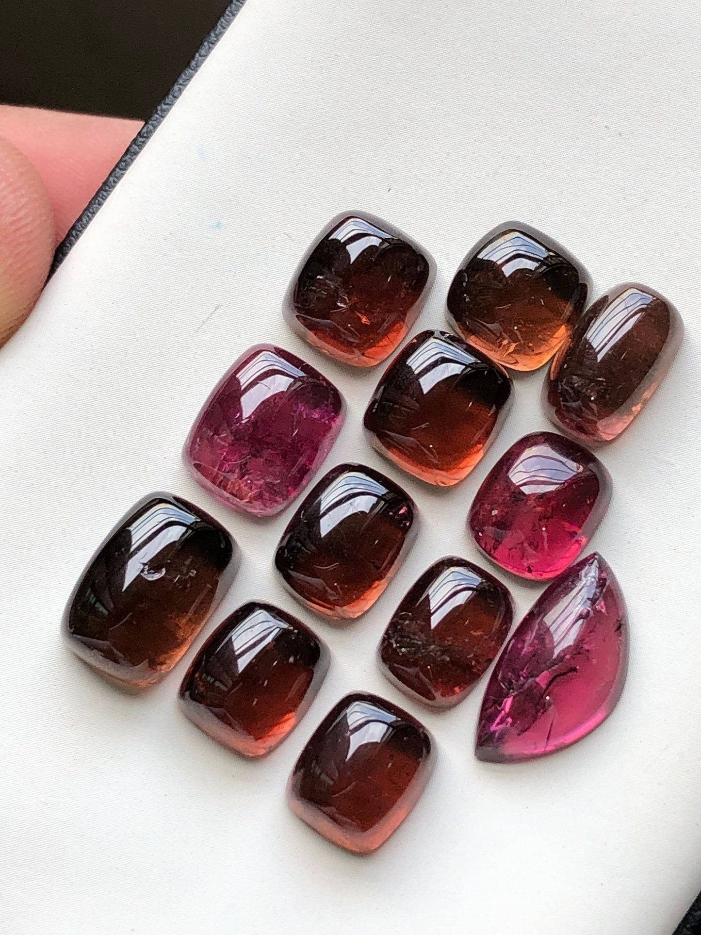 Rubilight tourmaline cabochons lot 54 carats