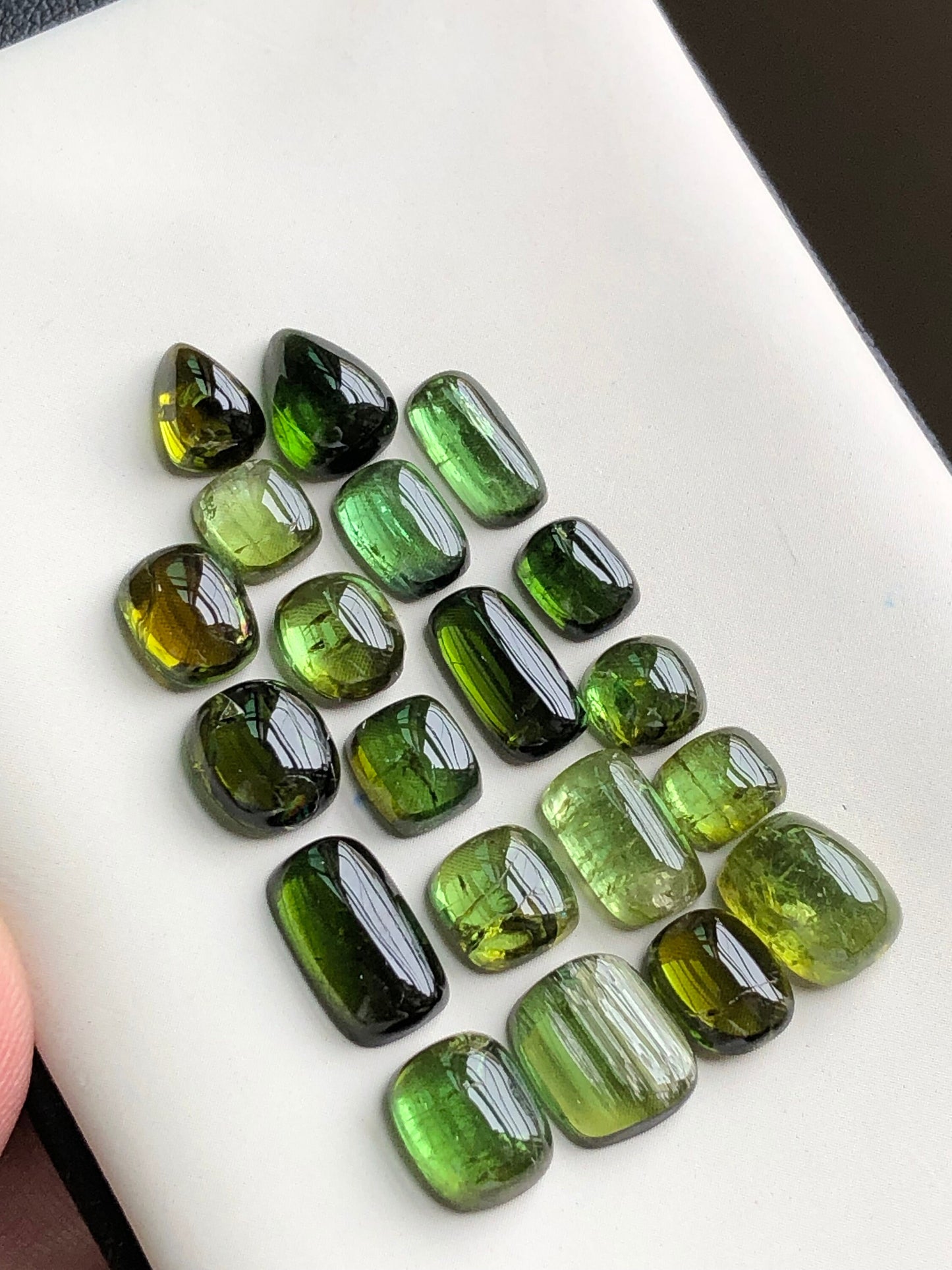 Gorgeous olive green tourmaline cabochons 35.60 carats