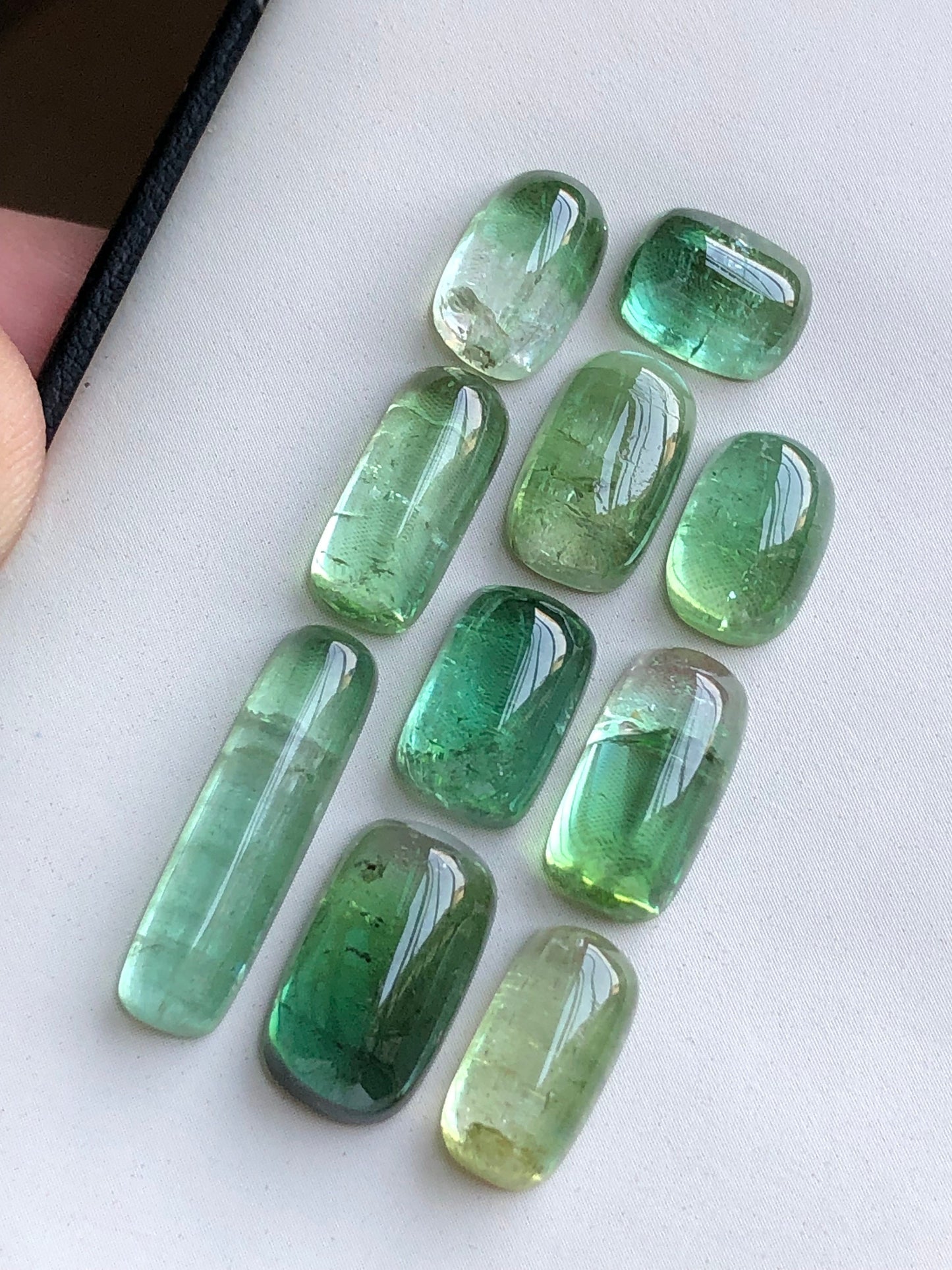 Bluish green tourmaline cabochons lot 36 carats