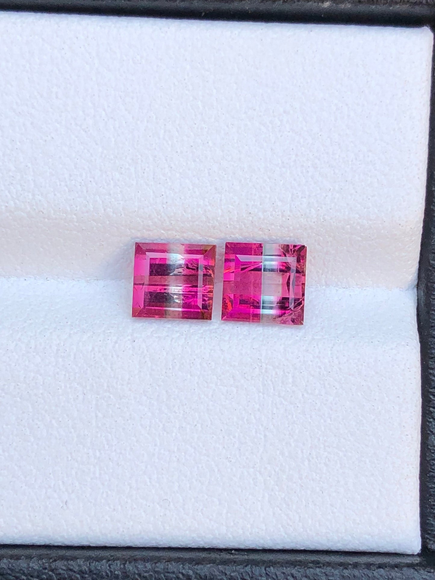 Unique natural bi colour tourmaline pair 1.55 carat