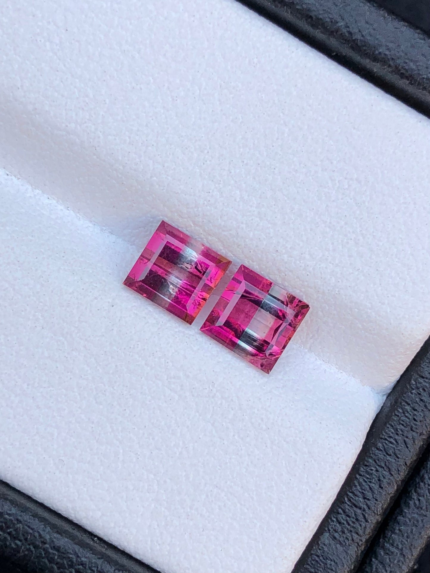 Unique natural bi colour tourmaline pair 1.55 carat