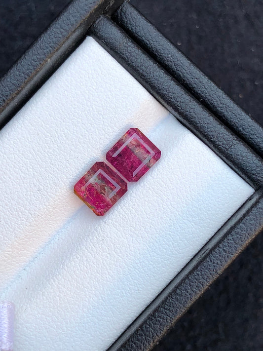 Bi colour tourmaline pair 3 carats