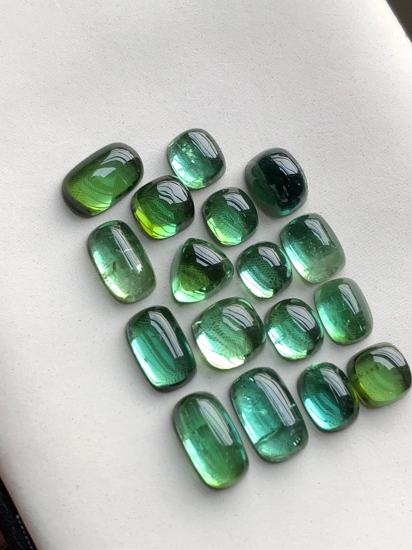 Natural bluish green tourmaline cabochons lot 21.40 carats