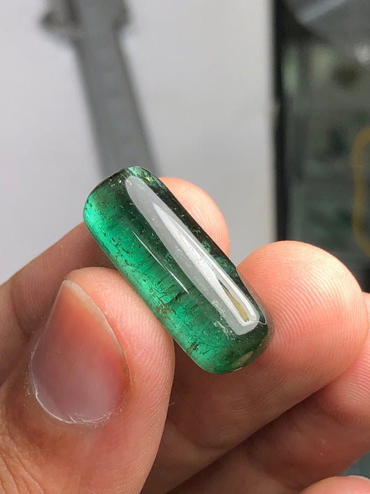 Green tourmaline cabochon 17 carat natural