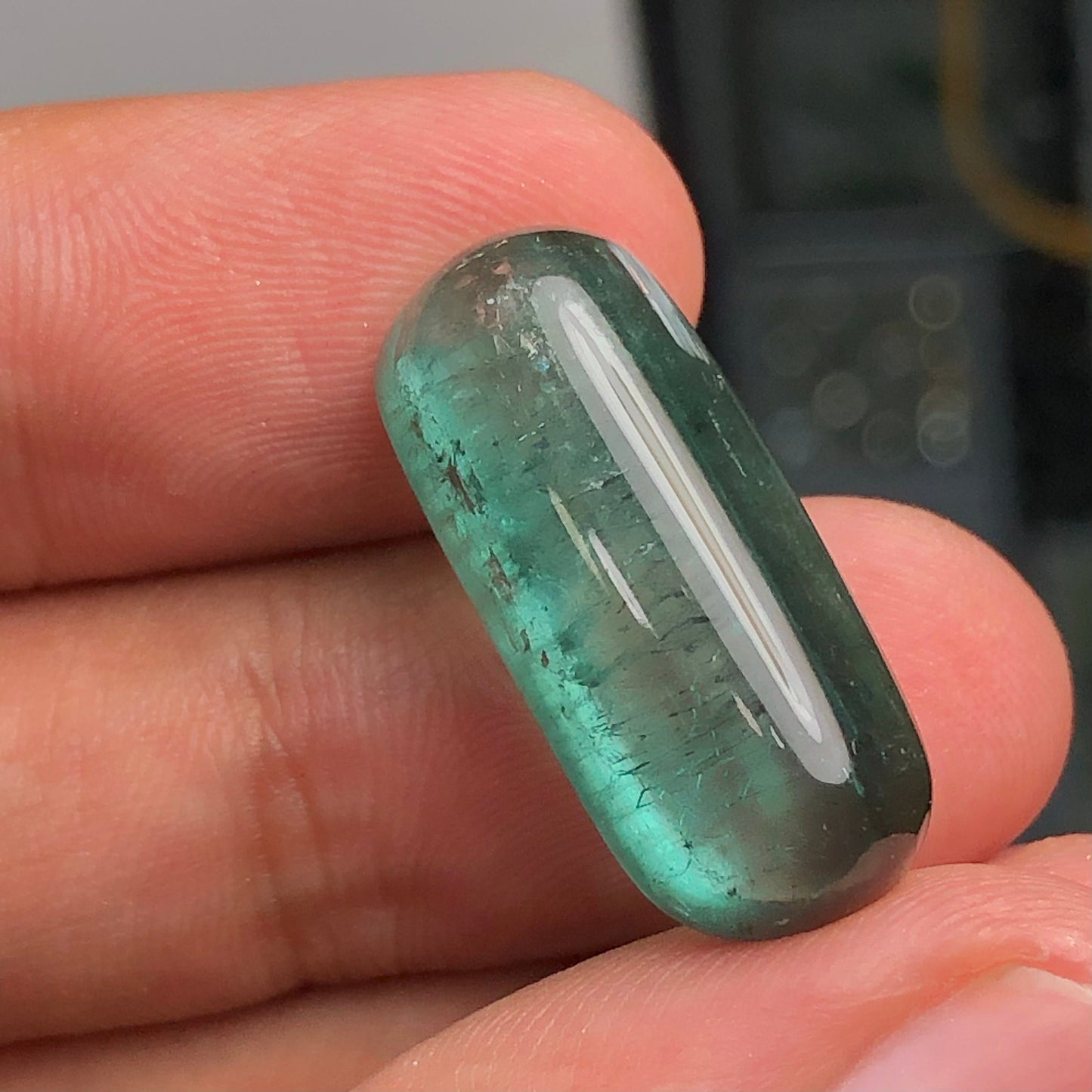 Blue tourmaline cabochon 17 carat origin Afghanistan