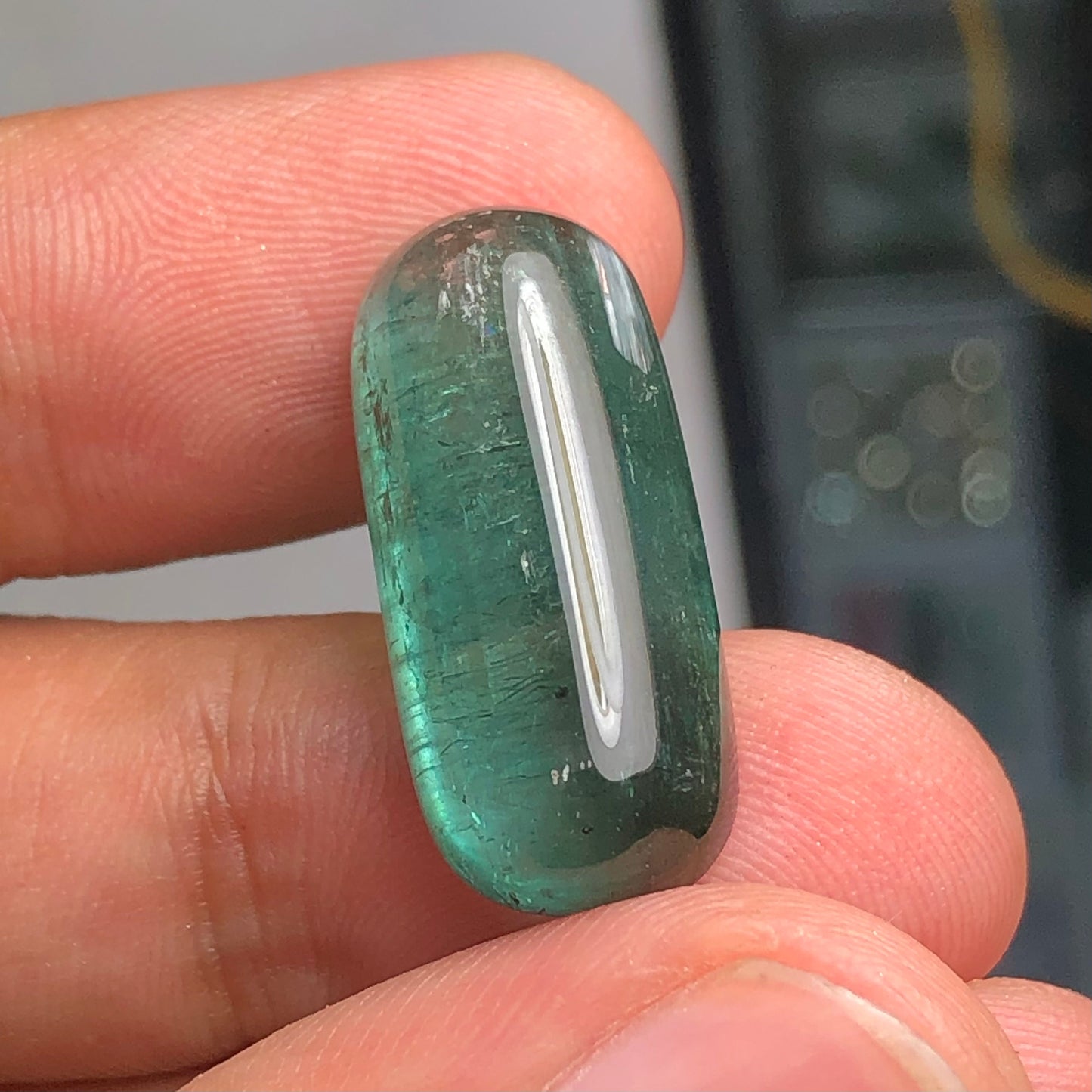 Blue tourmaline cabochon 17 carat origin Afghanistan