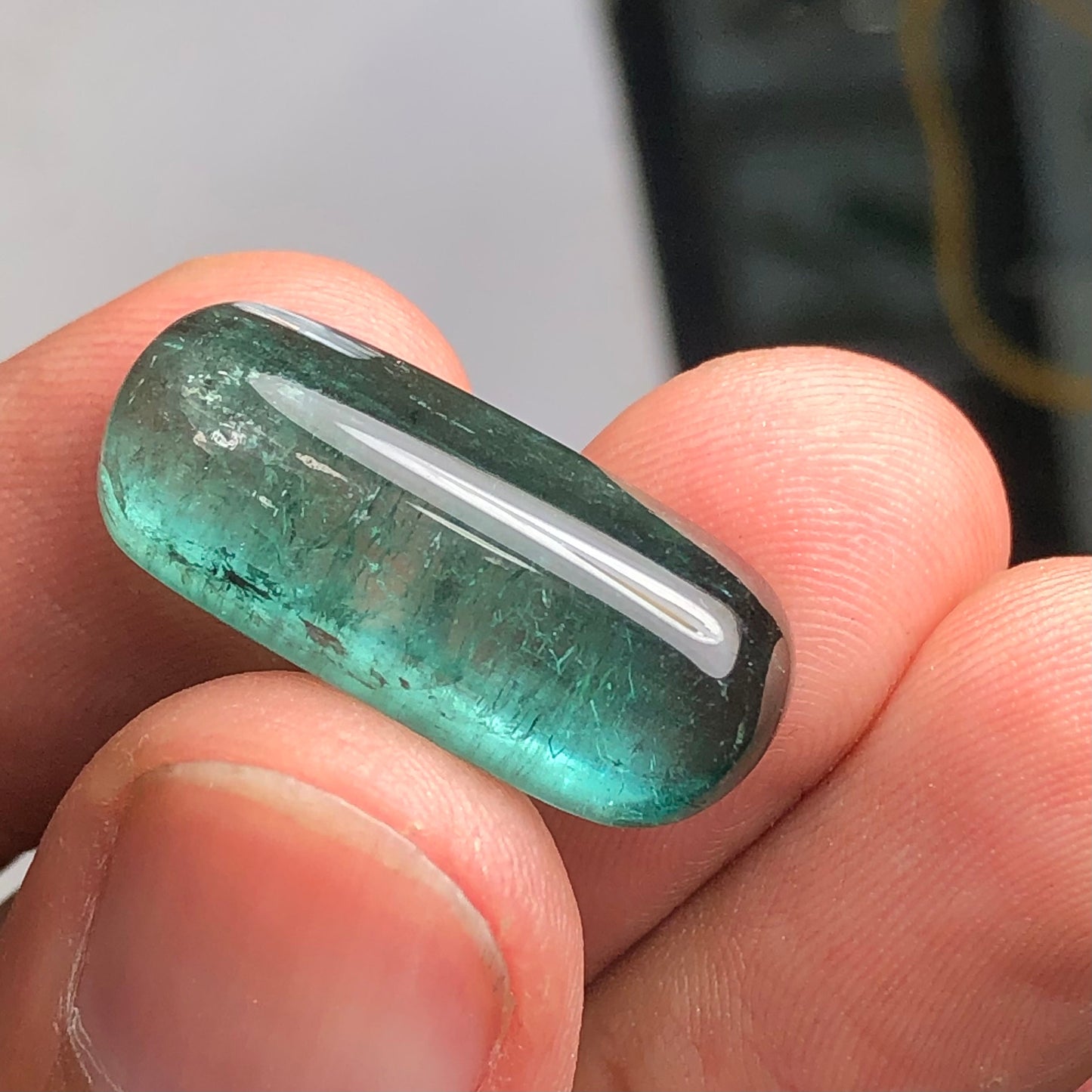 Blue tourmaline cabochon 17 carat origin Afghanistan