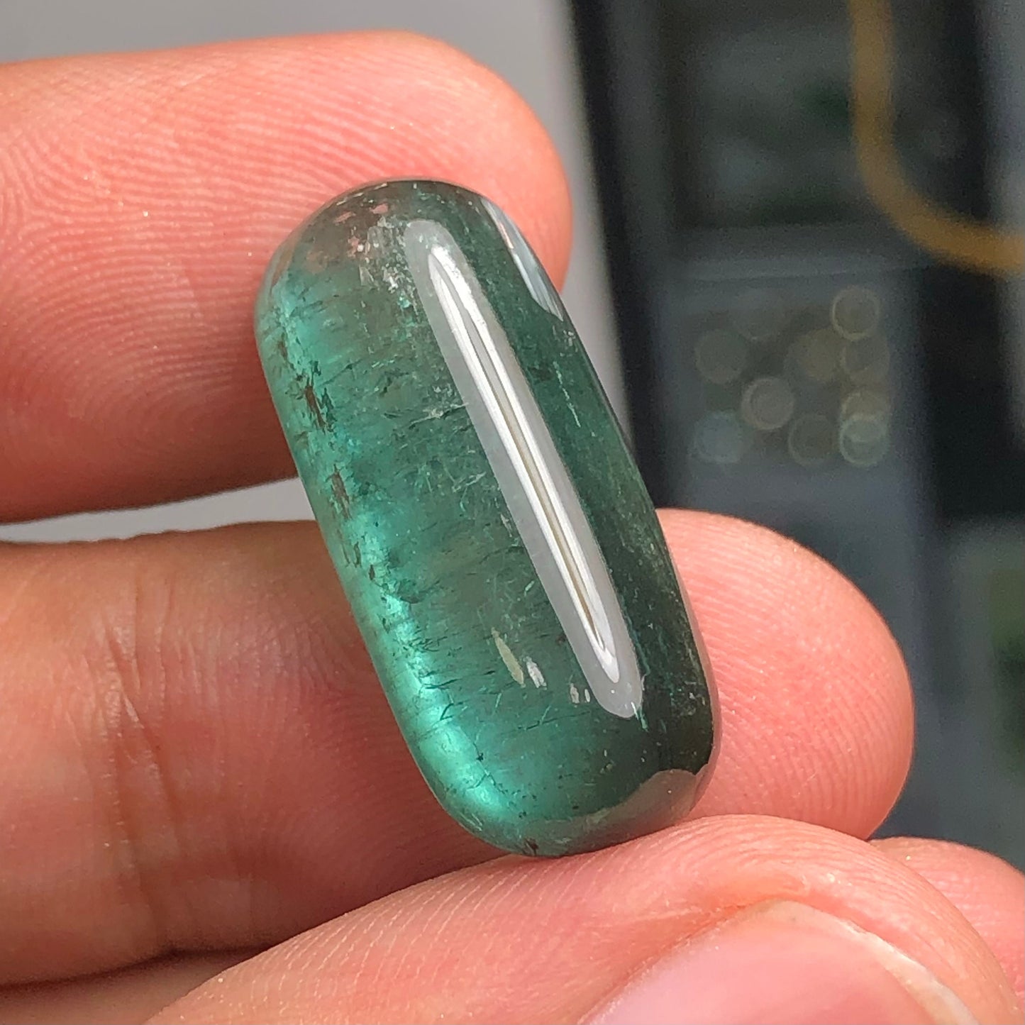 Blue tourmaline cabochon 17 carat origin Afghanistan