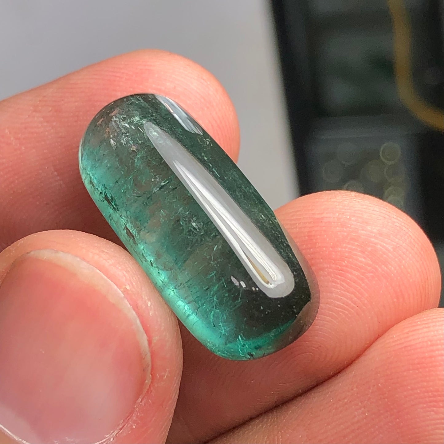 Blue tourmaline cabochon 17 carat origin Afghanistan