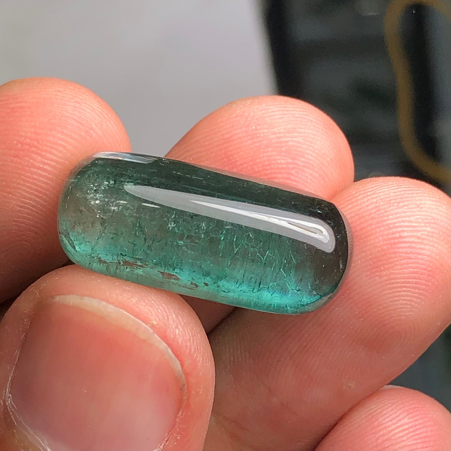 Blue tourmaline cabochon 17 carat origin Afghanistan